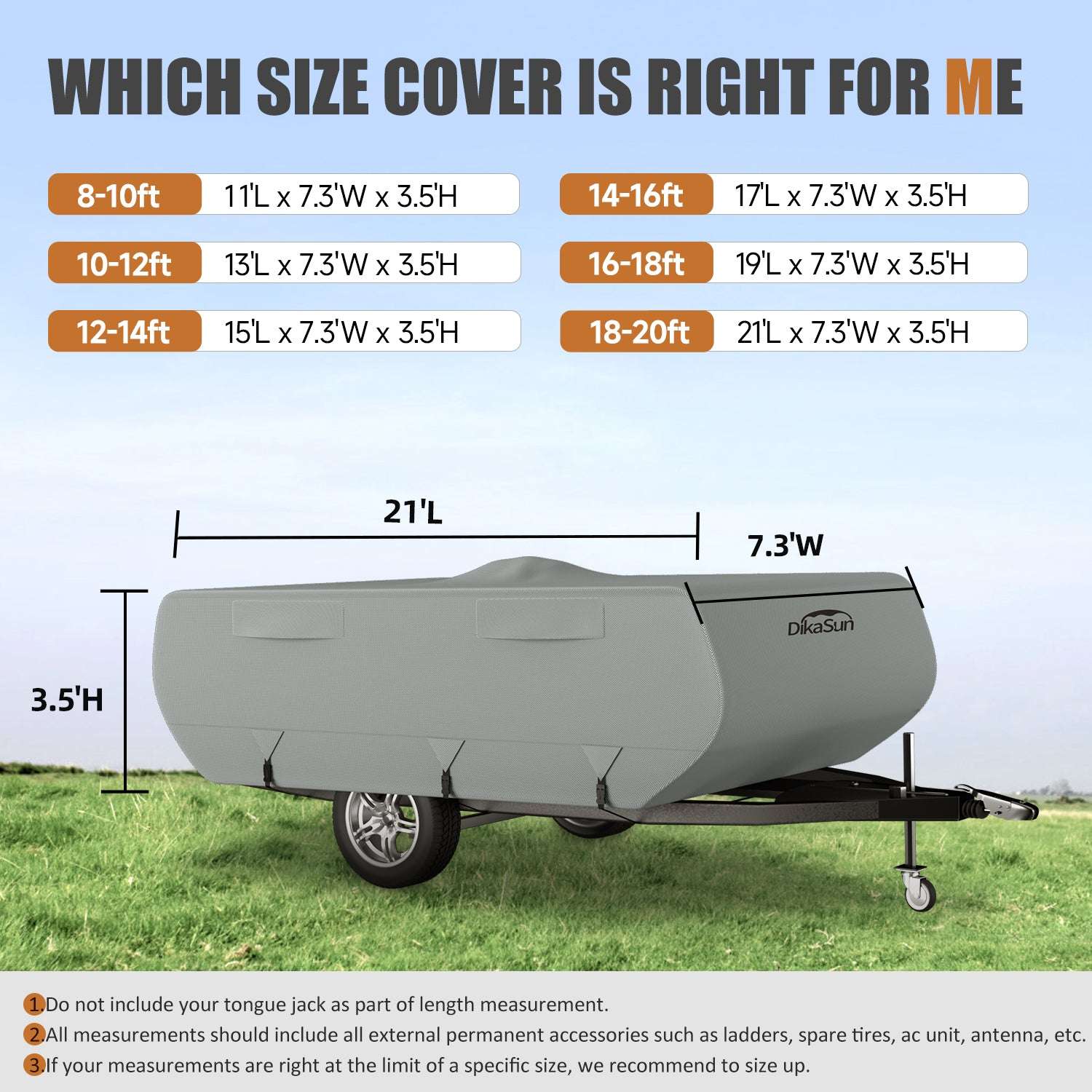 DikaSun Pop-Up Camper Cover – 7-Layer Roof