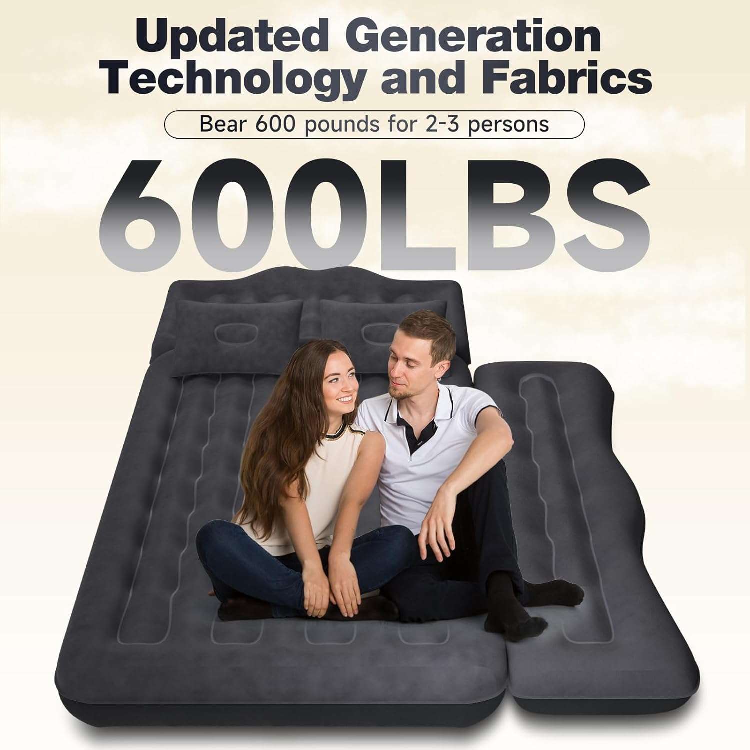 DikaSun Backseat Air Mattress for SUV, Car & Truck – 24" Width | Black