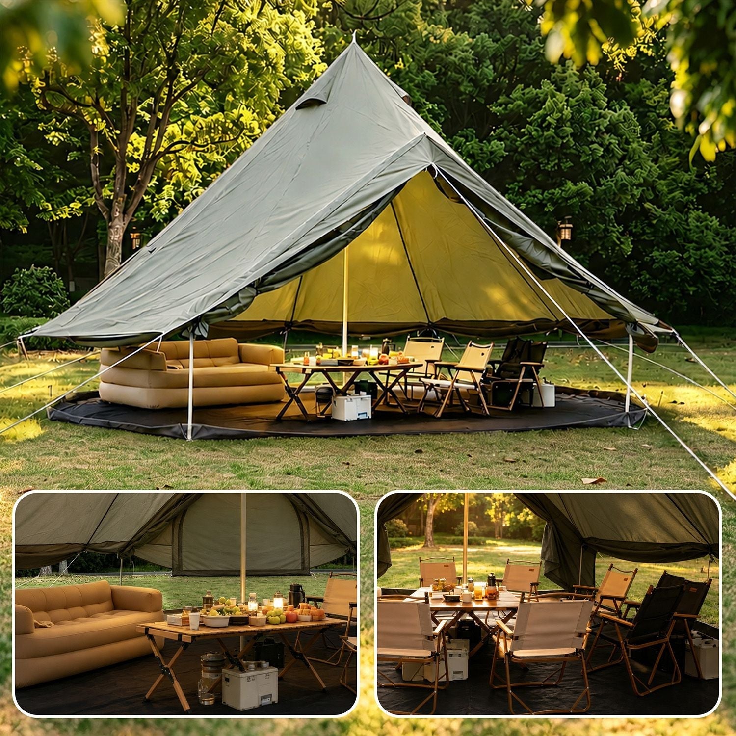 Oxford Bell Tent with Stove Jack – 4-Season Family Camping & Glamping Tent