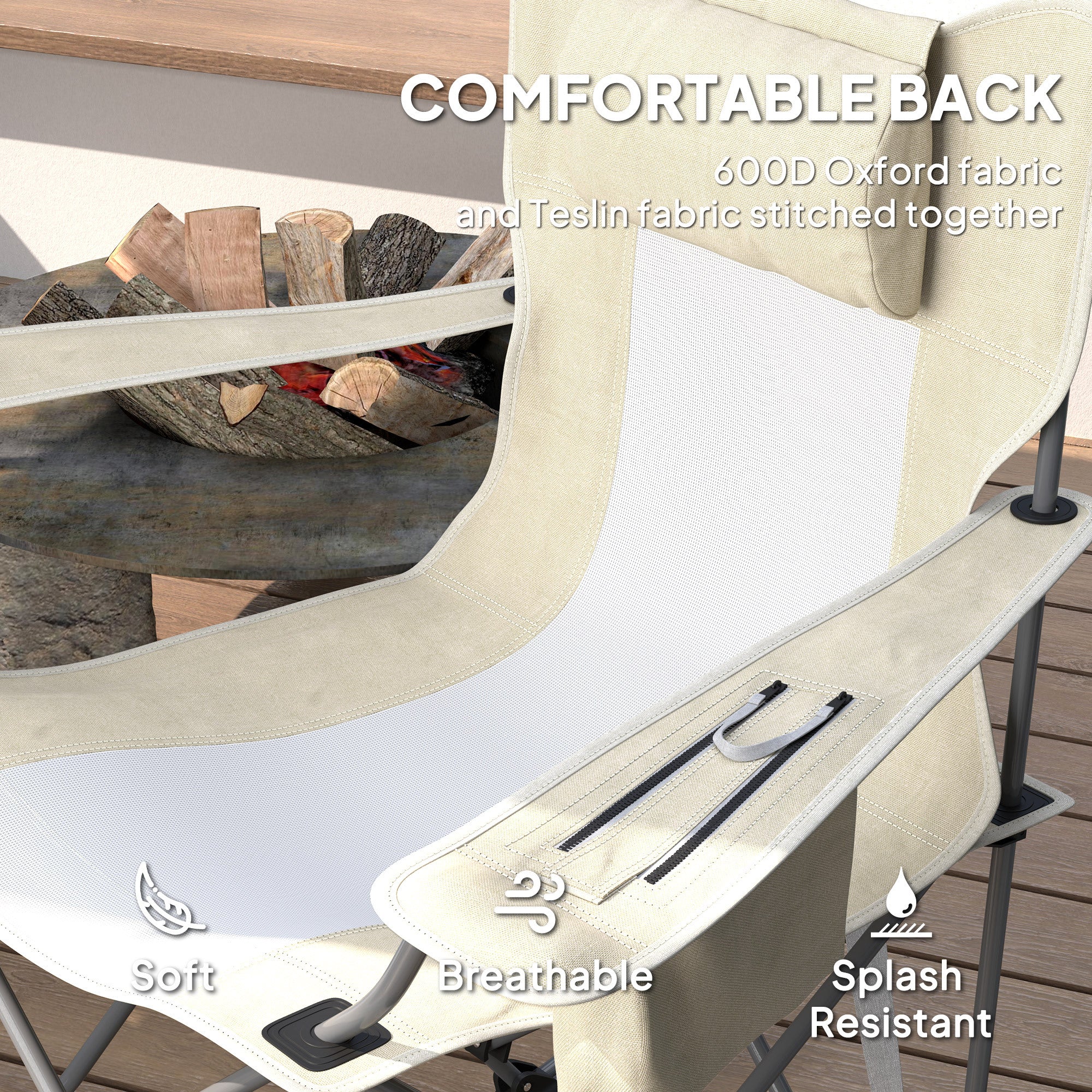 Folding Rocking Camping Chairs – 2 Pack with Headrest, Cooler & Cup Holder