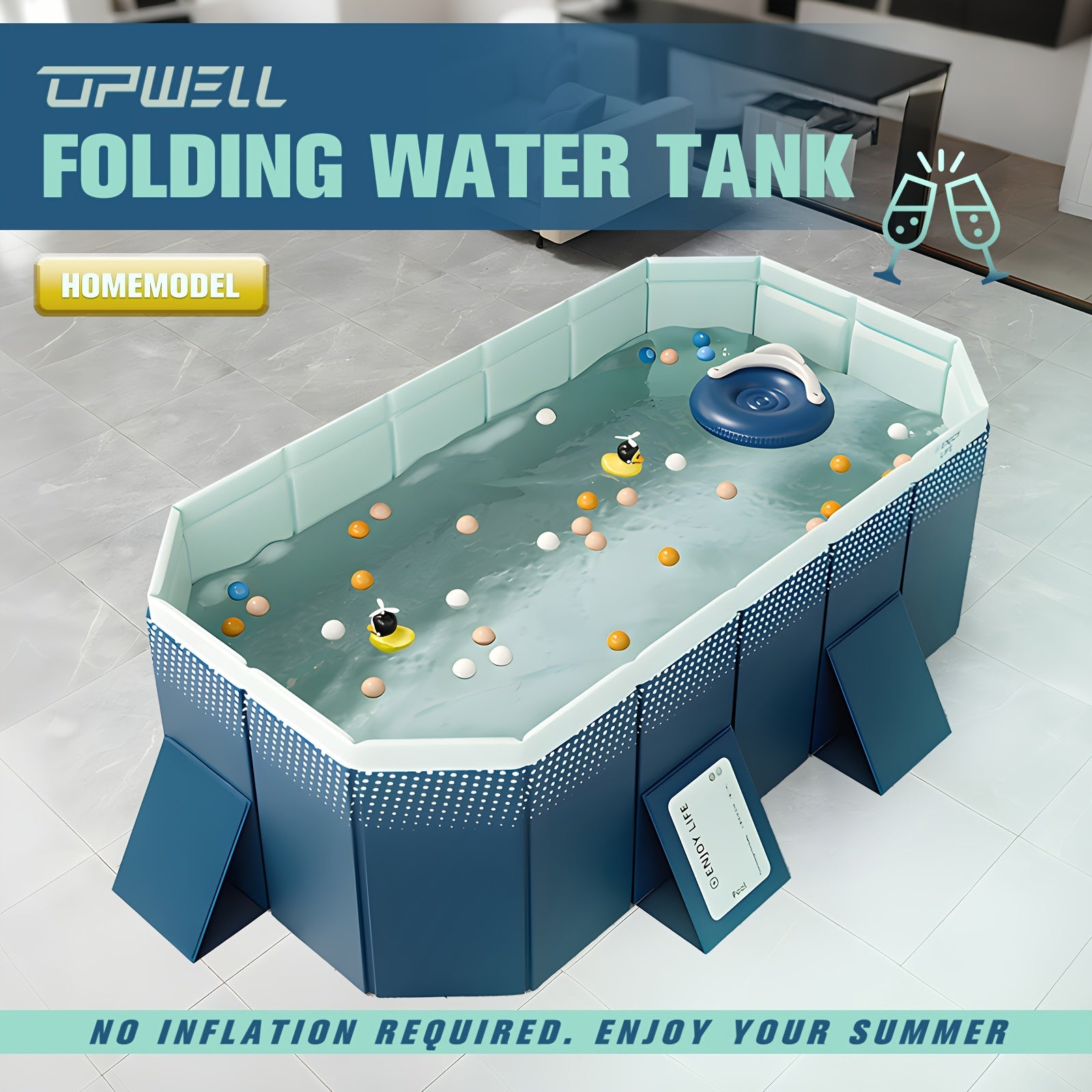 UPWELL Foldable Swimming Pool – No Inflation, Outdoor Water Fun