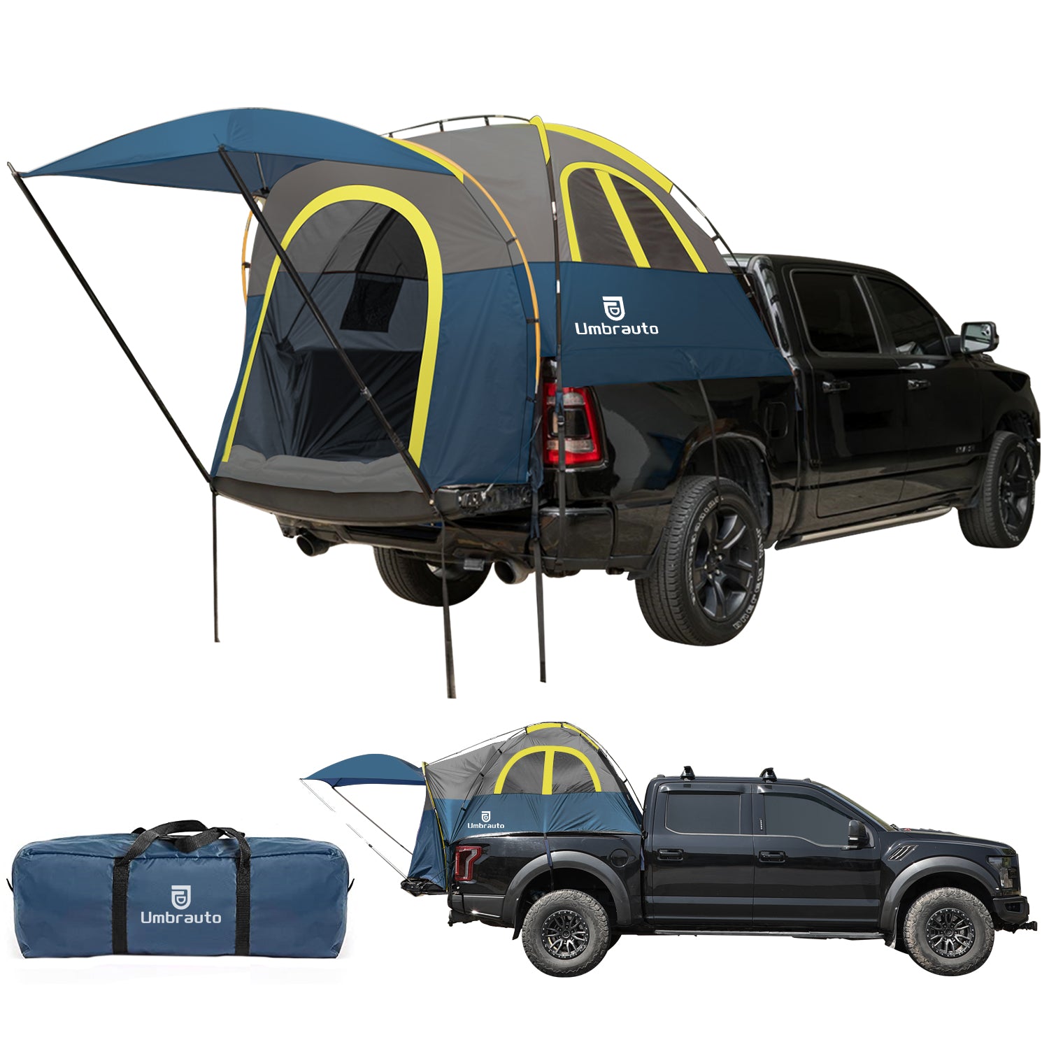 Umbrauto Truck Bed Tent with Awning | Fits 6.4–6.7 ft Beds | PU3000 Waterproof | 3 Colors