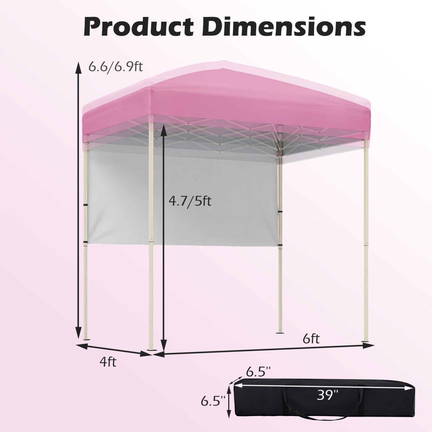 6' x 4' Pop-Up Canopy with Half Sidewall