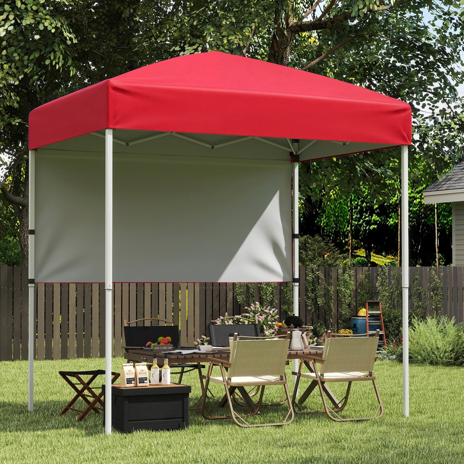6' x 4' Pop-Up Canopy with Half Sidewall