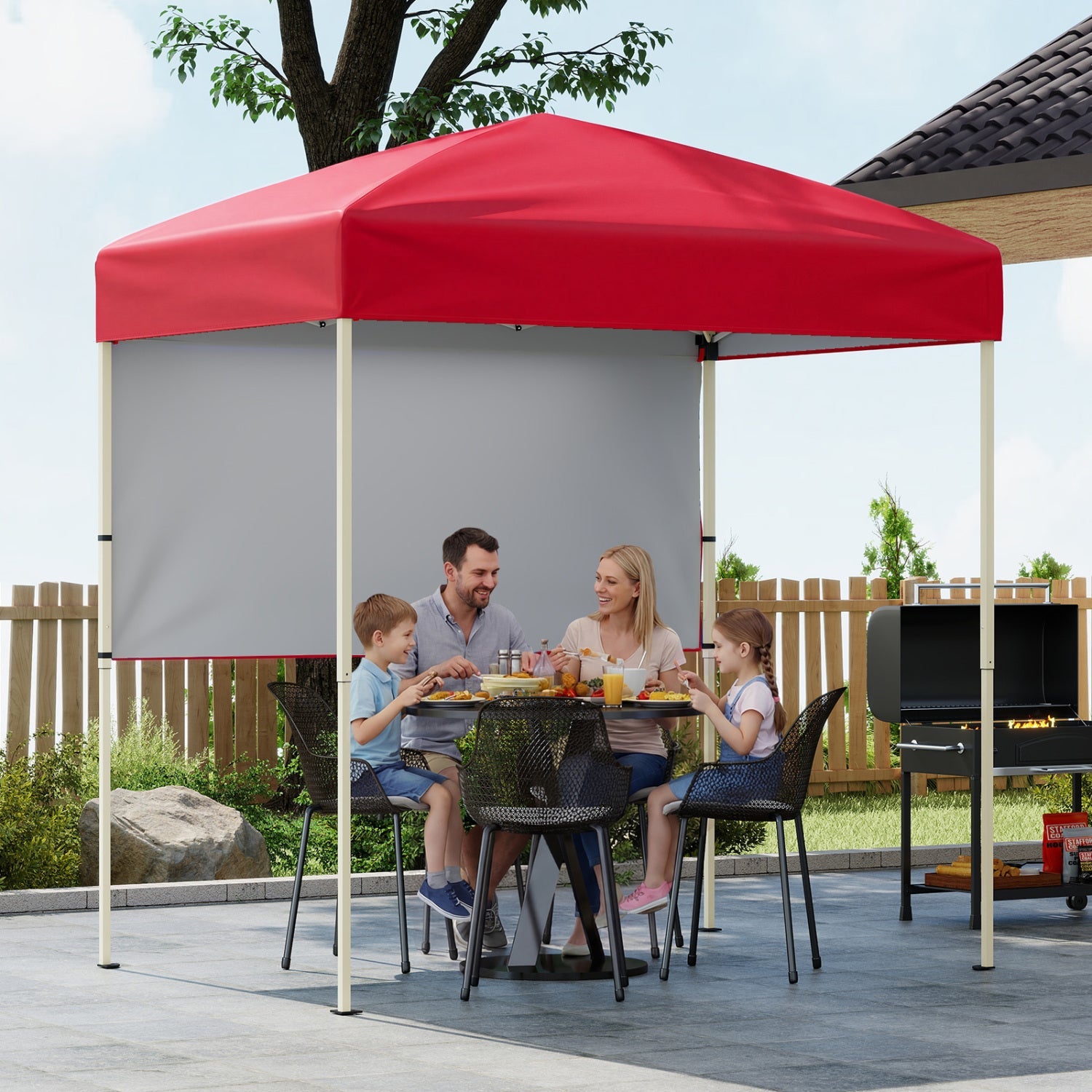 6' x 4' Pop-Up Canopy with Half Sidewall