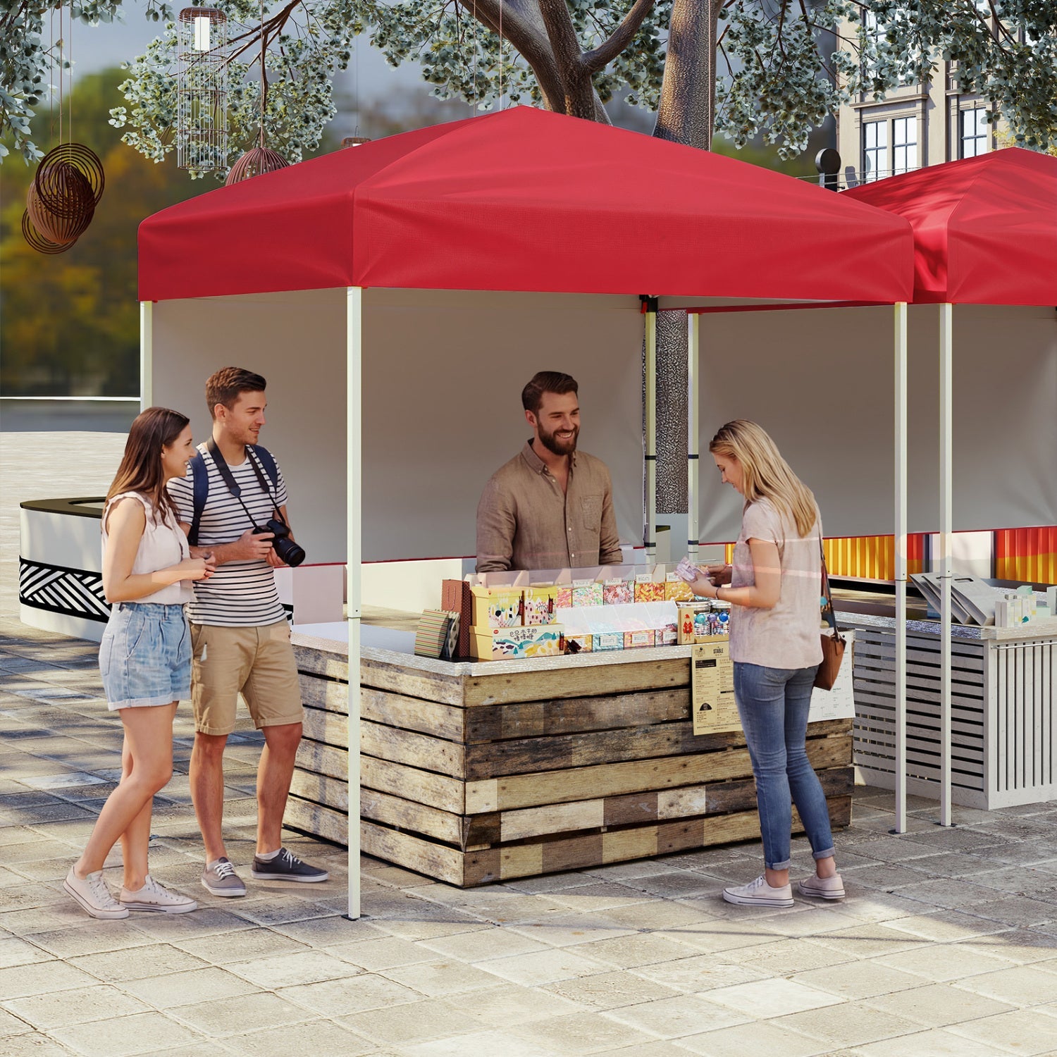 6' x 4' Pop-Up Canopy with Half Sidewall