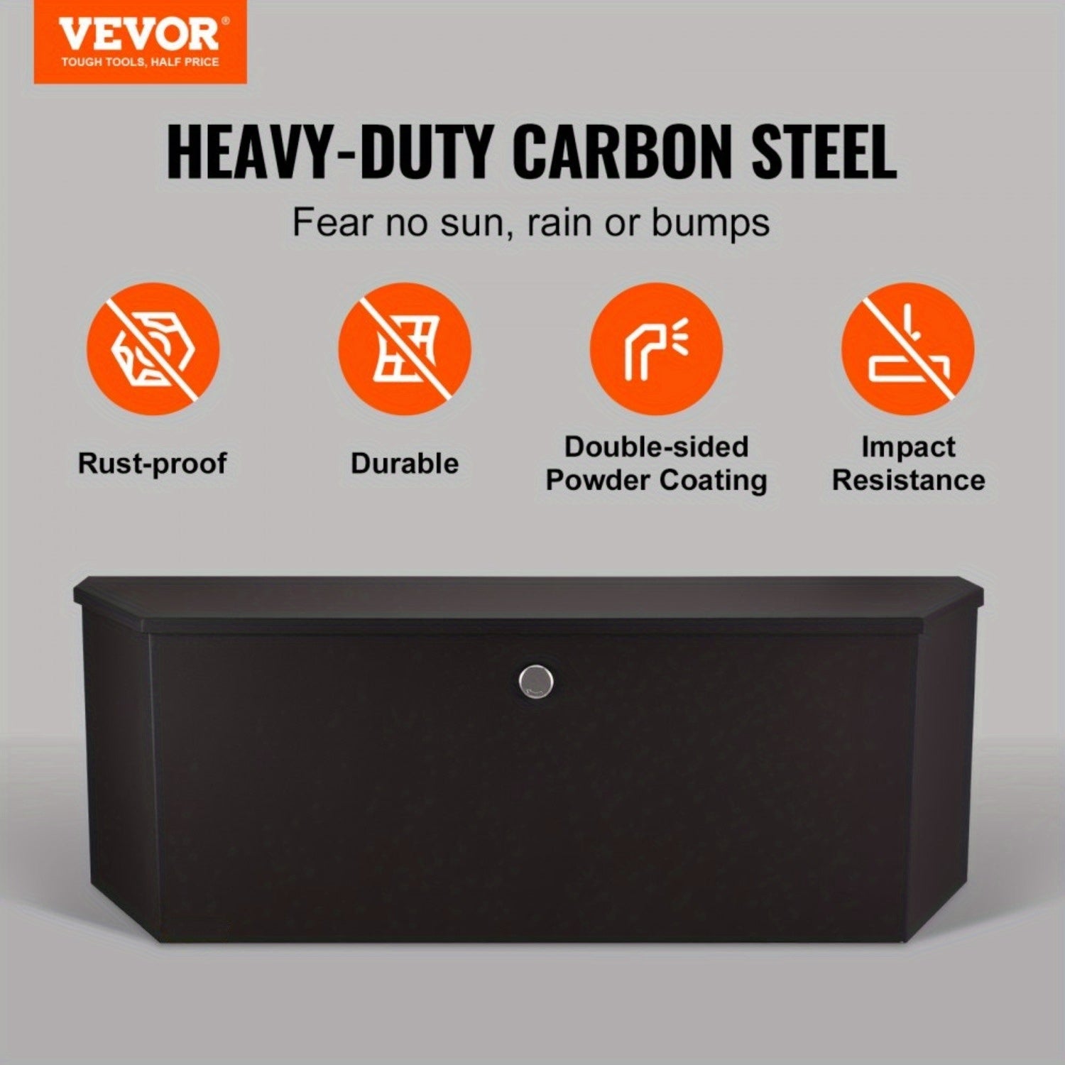 36" RV Trailer Tongue Box – Weatherproof Carbon Steel with Dual Locks & Gas Strut Lid