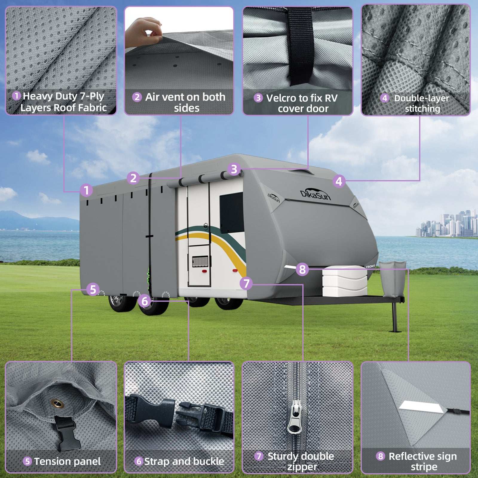 DikaSun Travel Trailer Cover – 7-Layer Roof