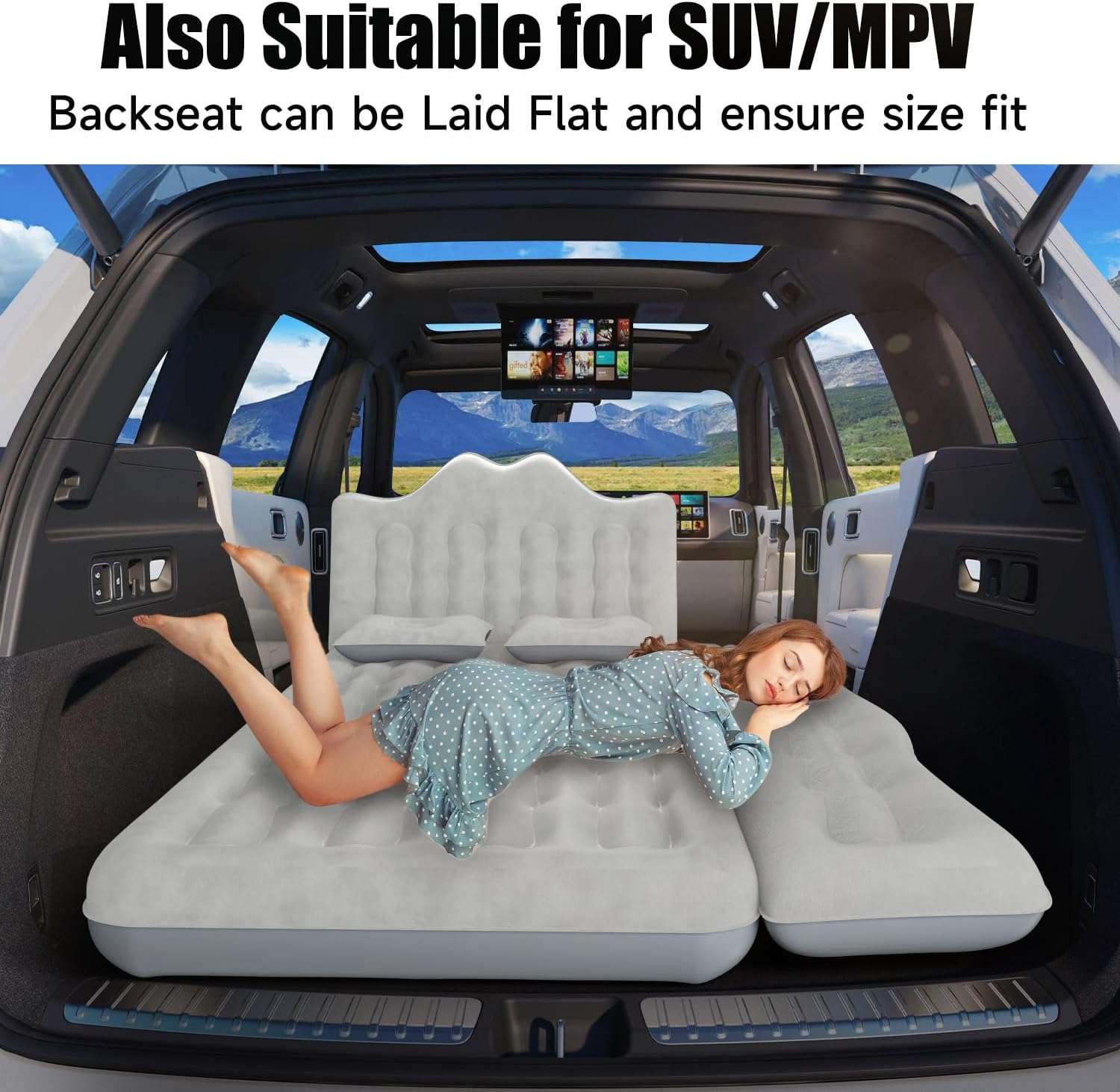 DikaSun Backseat Air Mattress for SUV, Car & Truck – 30.31" Width | Grey