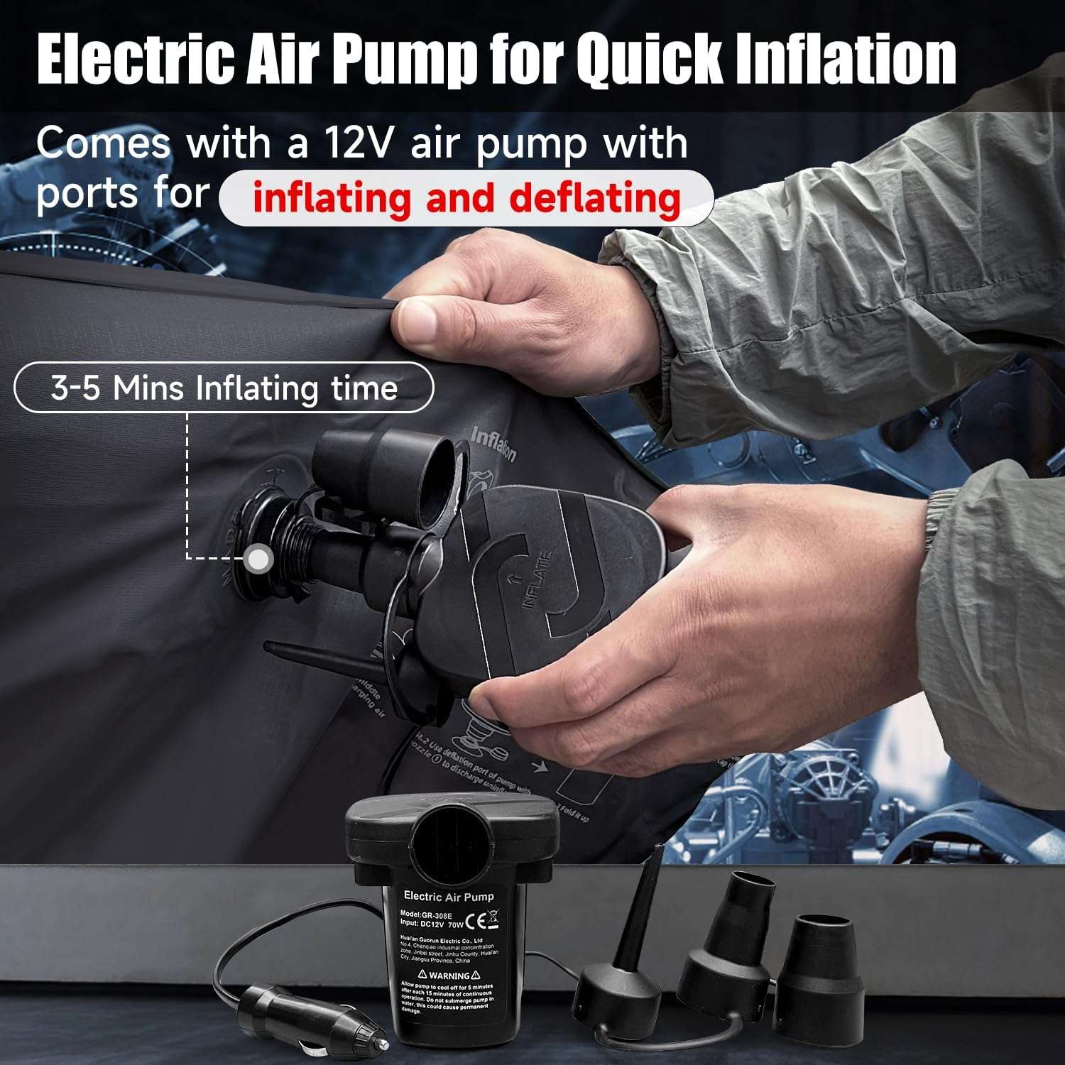 DikaSun Backseat Air Mattress for SUV, Car & Truck – 35.4" Width | Black