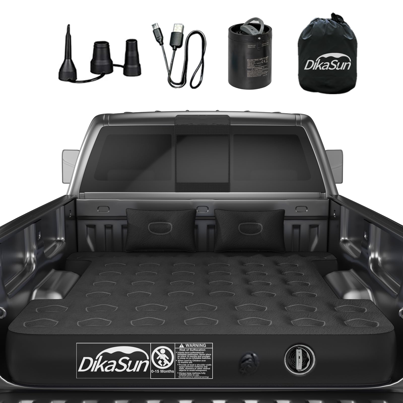DikaSun Backseat Air Mattress for SUV, Car & Truck – 35.4" Width | Grey
