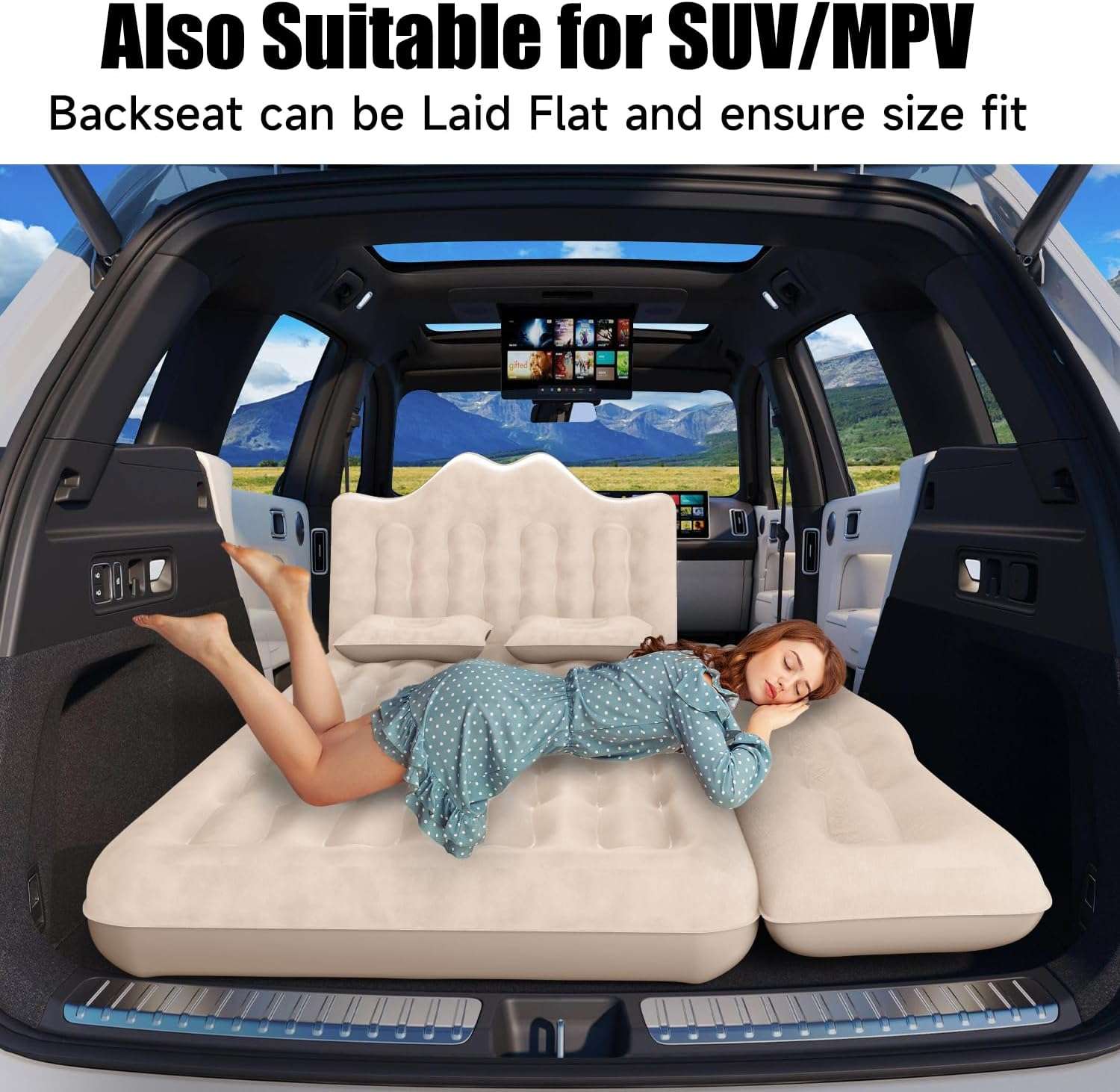 DikaSun Backseat Air Mattress for SUV, Car & Truck – 30.31" Width | Beige