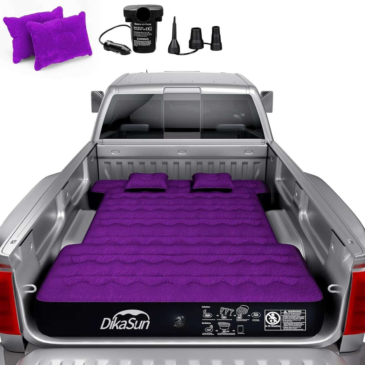 DikaSun Truck Bed Air Mattress – Fits 5.5 to 6.5 ft Beds | Blue