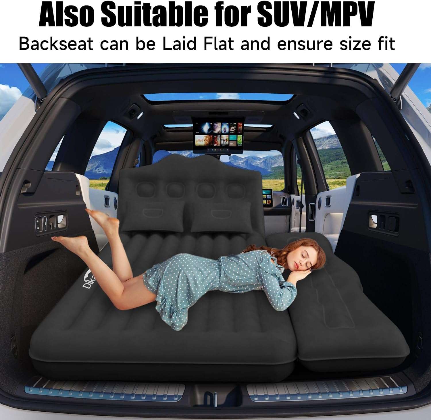 DikaSun Backseat Air Mattress for SUV, Car & Truck – 35.4" Width | Black