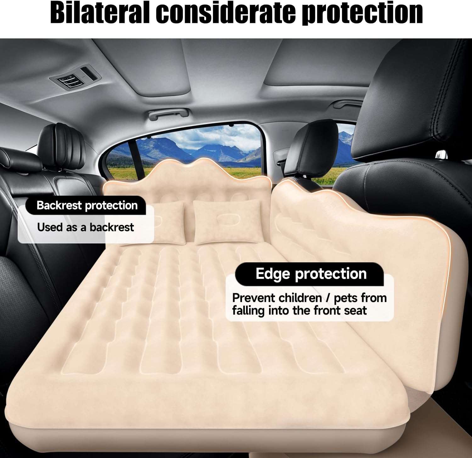 DikaSun Backseat Air Mattress for SUV, Car & Truck – 30.31" Width | Beige
