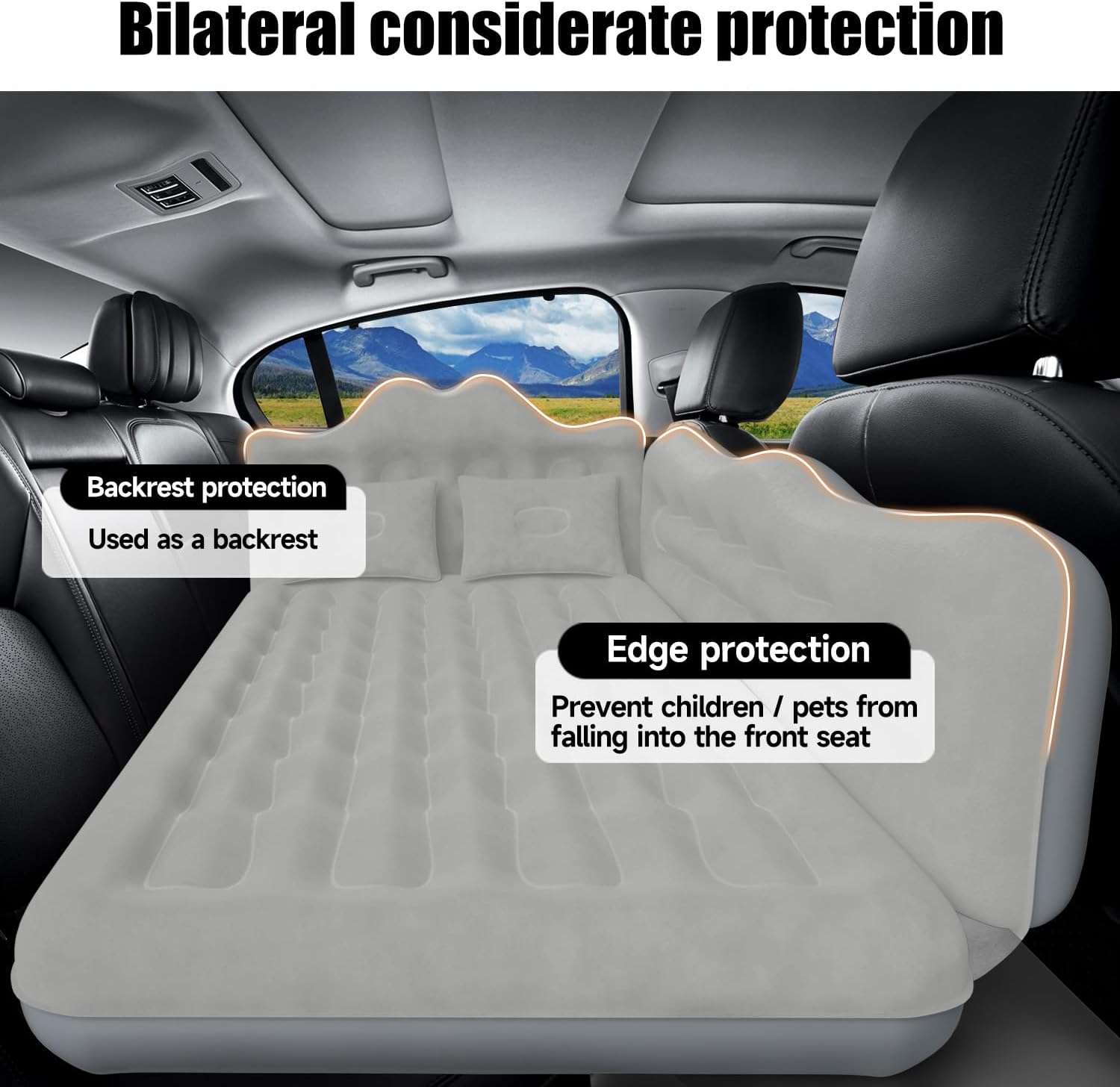DikaSun Backseat Air Mattress for SUV, Car & Truck – 30.31" Width | Grey