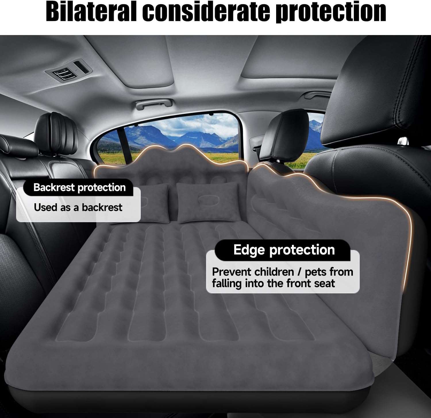 DikaSun Backseat Air Mattress for SUV, Car & Truck – 30.31" Width | Black