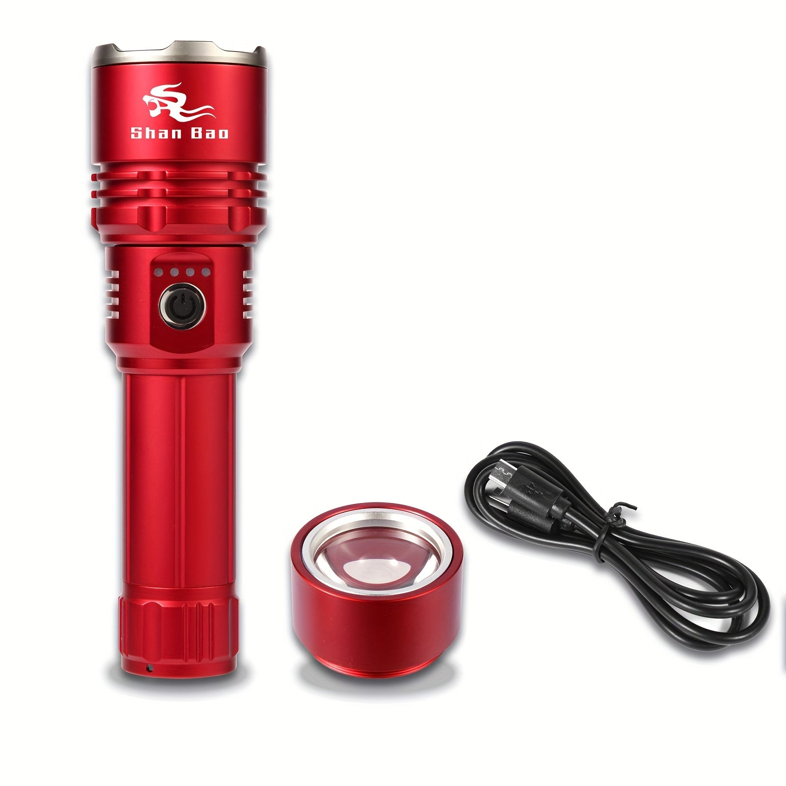 Shan Bao Red LED Flashlight – Rechargeable & Zoomable, 5000mAh