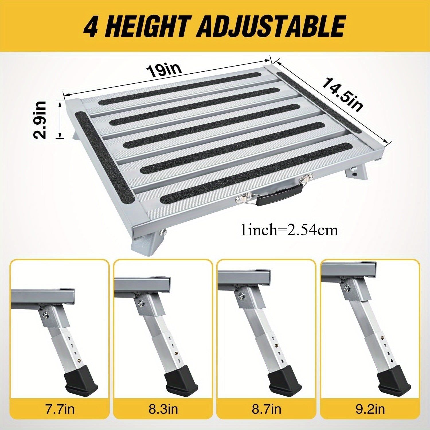 WAYWE Aluminum RV Step Stool – 4-Level Folding Platform, 500 lbs Capacity