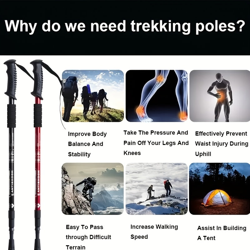 Adjustable Hiking Poles – 2pcs Aluminum Alloy Trekking Sticks
