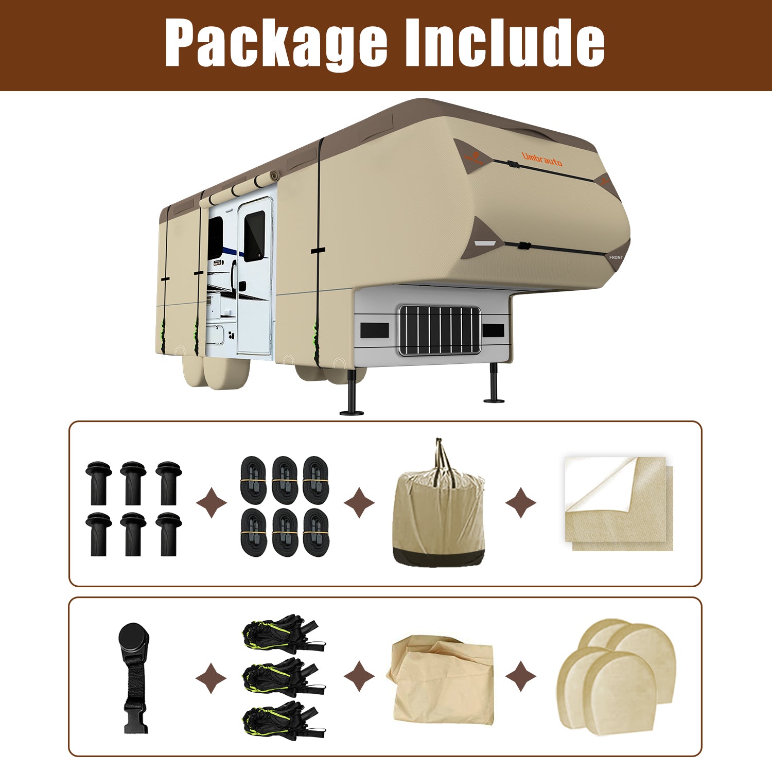 Umbrauto Fifth-Wheel RV Cover with Tire Covers