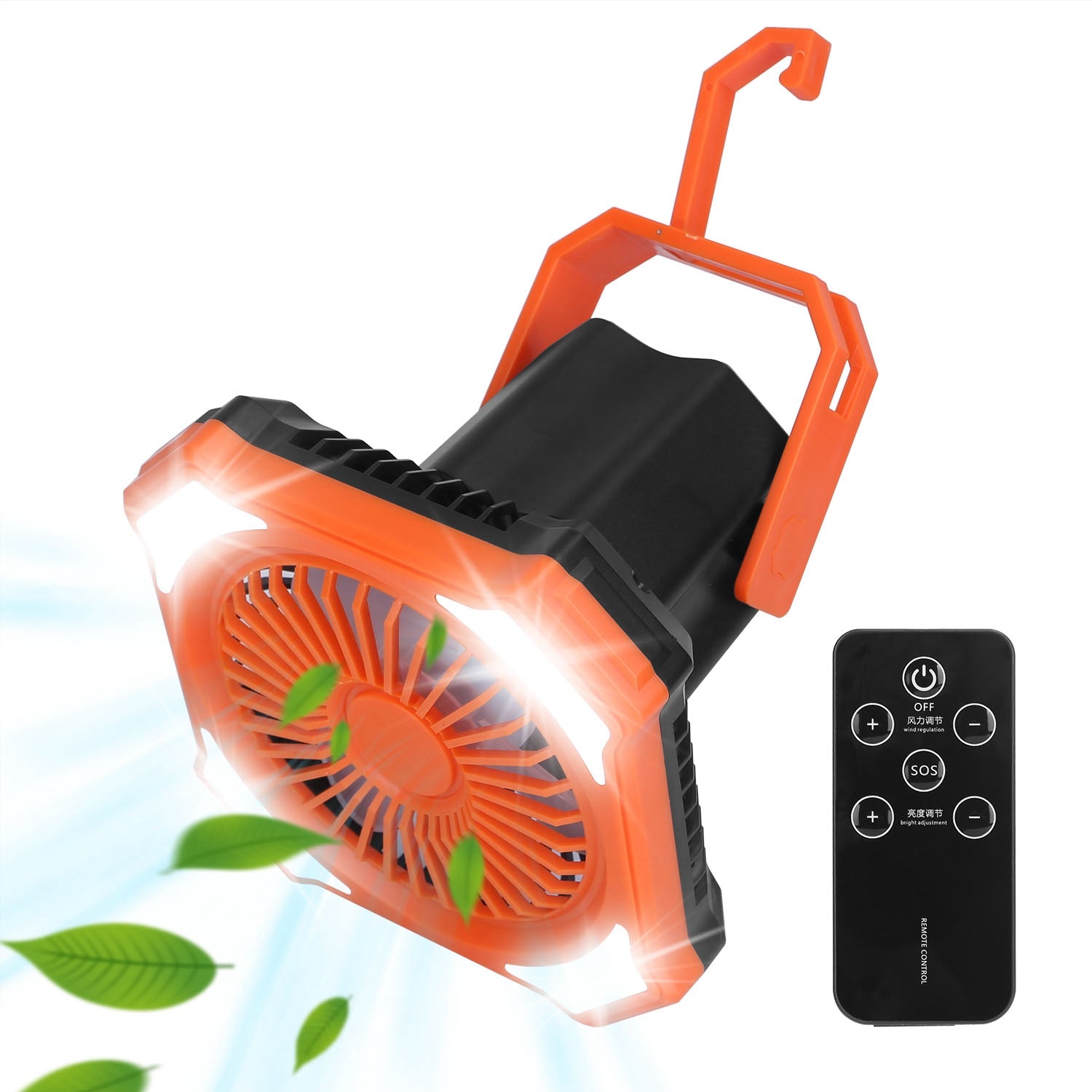 Portable Camping Lantern Fan – 10,000mAh, 4 Light Modes, Power Bank & Remote