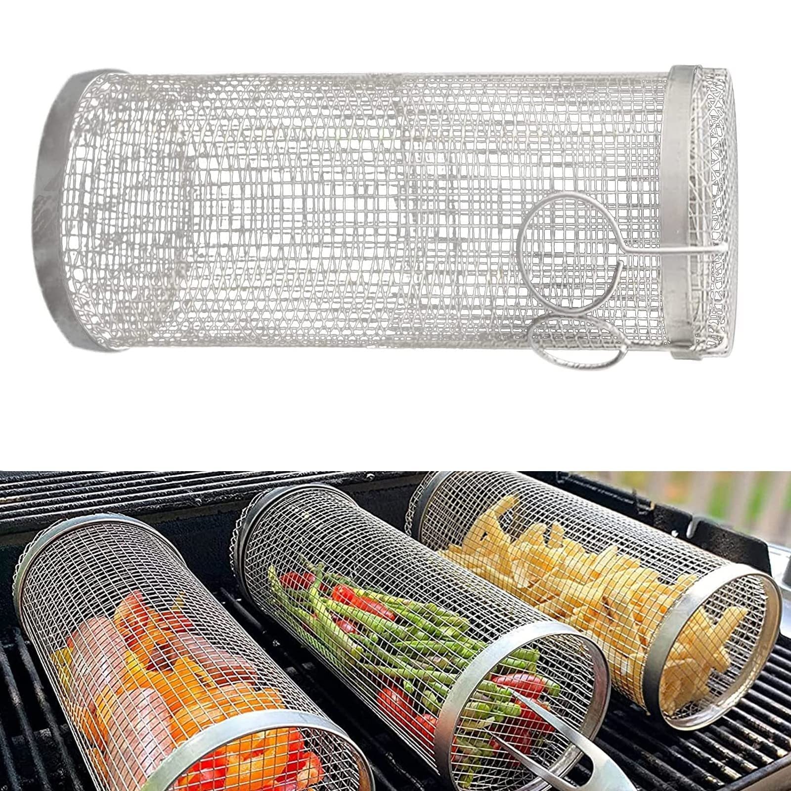 Portable Metal BBQ Grilling Basket for Outdoor Camping