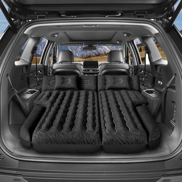 DikaSun 63" Extended SUV Air Mattress – 6-Chamber, Quick Inflate | Pump & 2 Pillows | Black