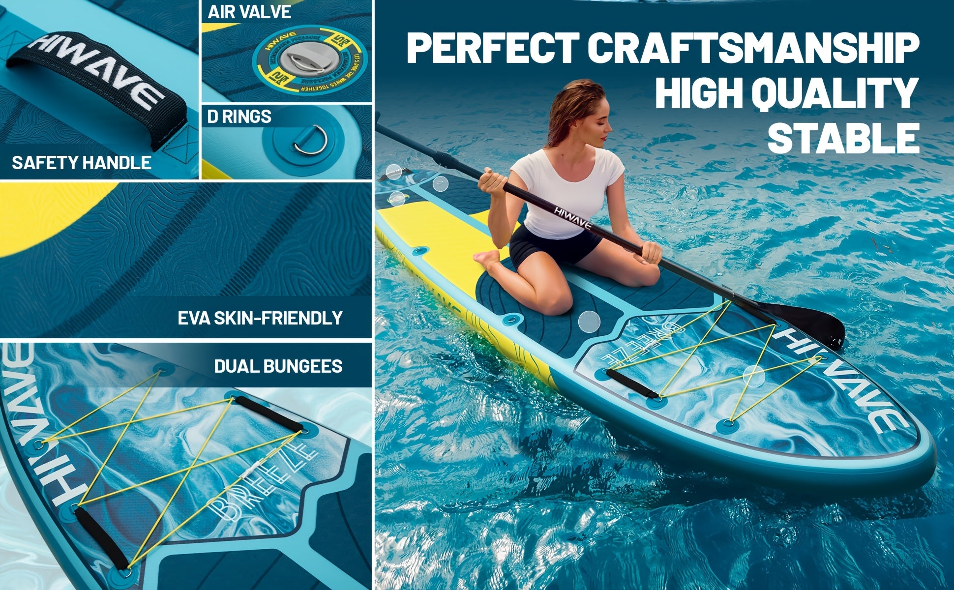 11ft Inflatable Stand-Up Paddleboard – 420 lbs Capacity, Dual-Action Pump Included