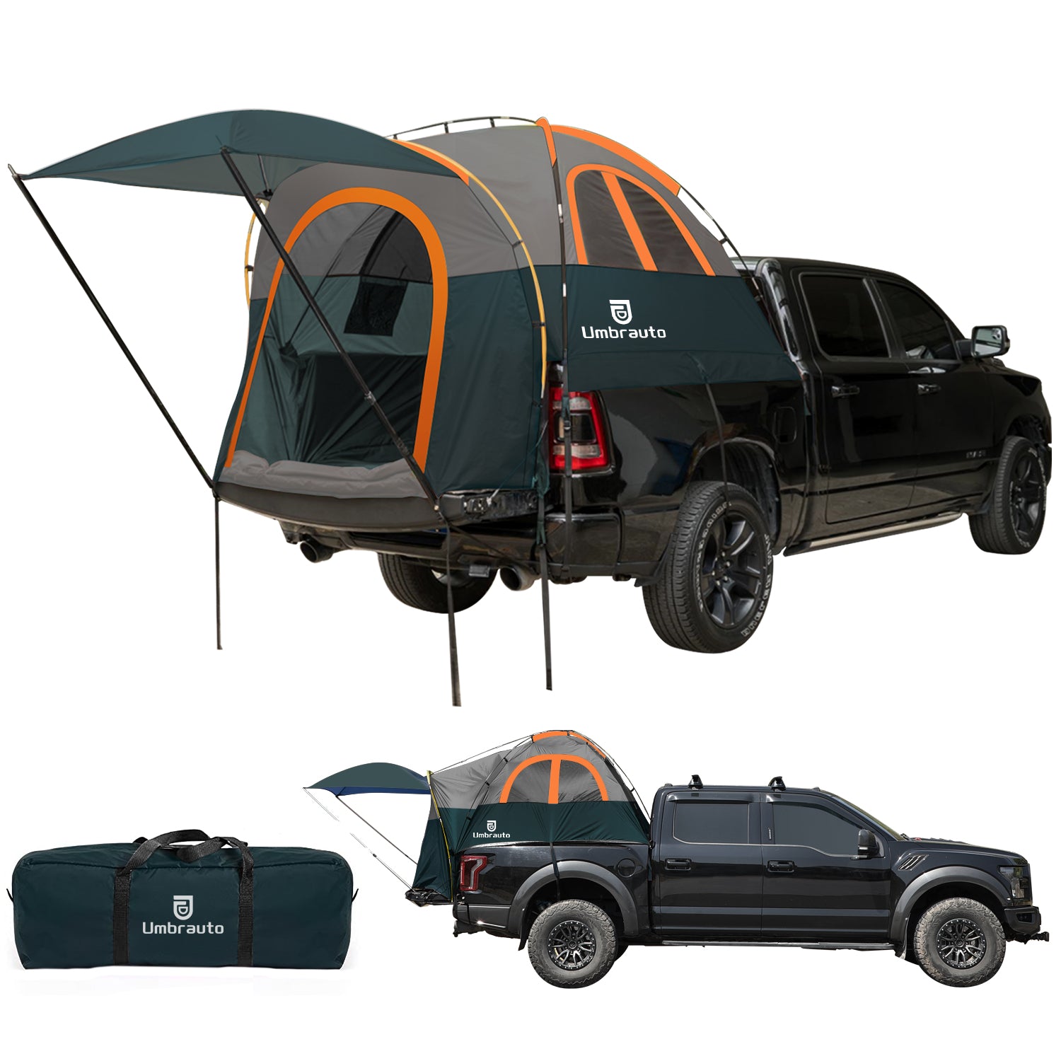 Umbrauto Truck Bed Tent with Awning | Fits 6.4–6.7 ft Beds | PU3000 Waterproof | 3 Colors