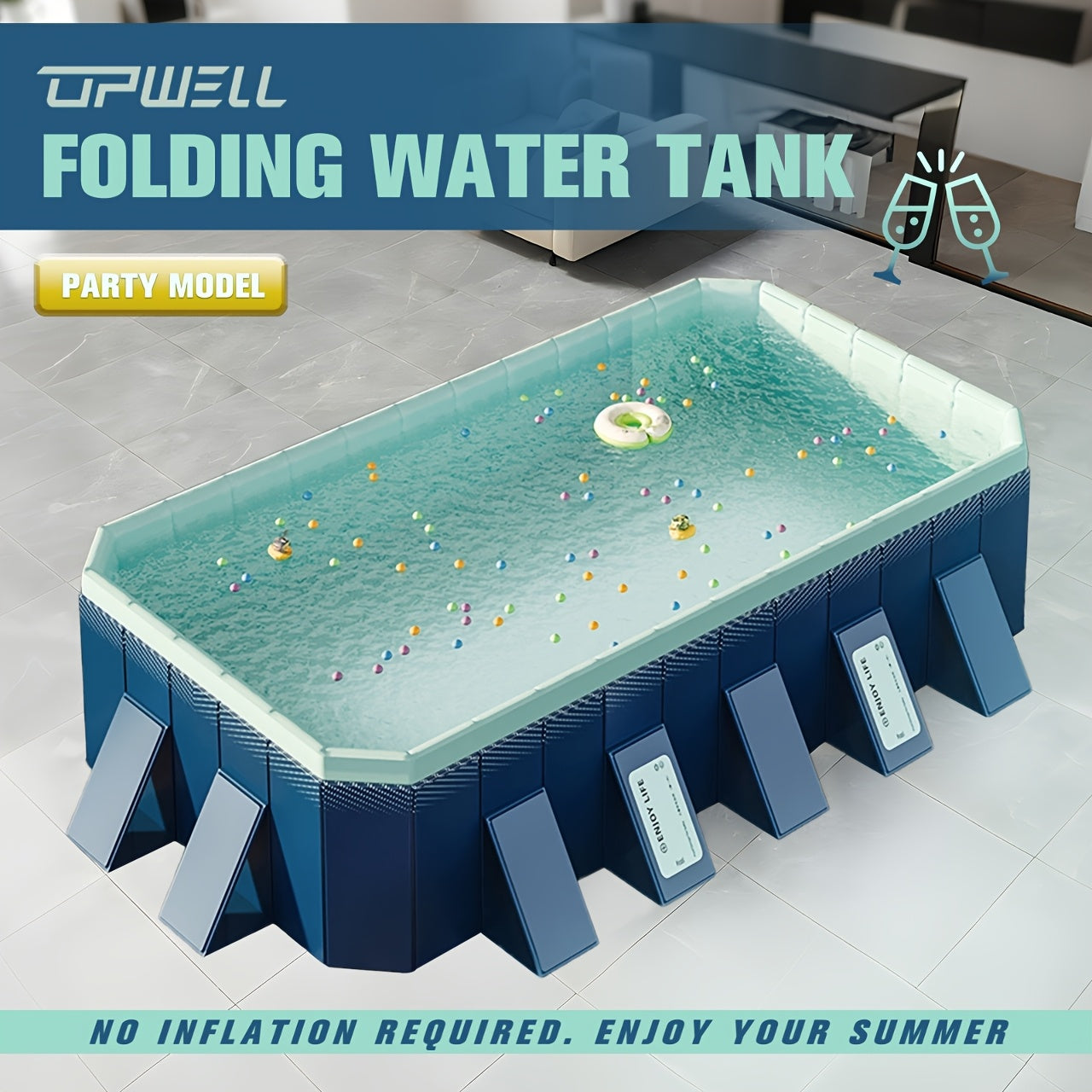 UPWELL Foldable Swimming Pool – No Inflation, Outdoor Water Fun