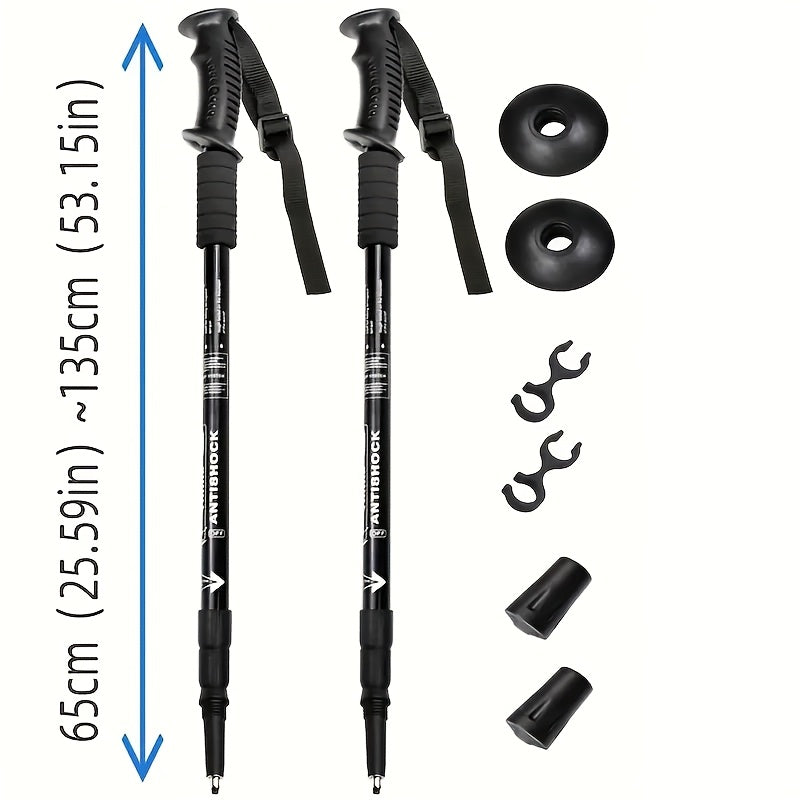 Adjustable Hiking Poles – 2pcs Aluminum Alloy Trekking Sticks