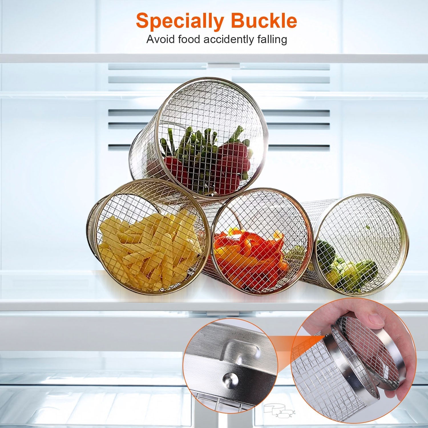 BBQ Rolling Basket – 2-Pack Stainless Steel Grill Mesh Tubes with Removable Cover