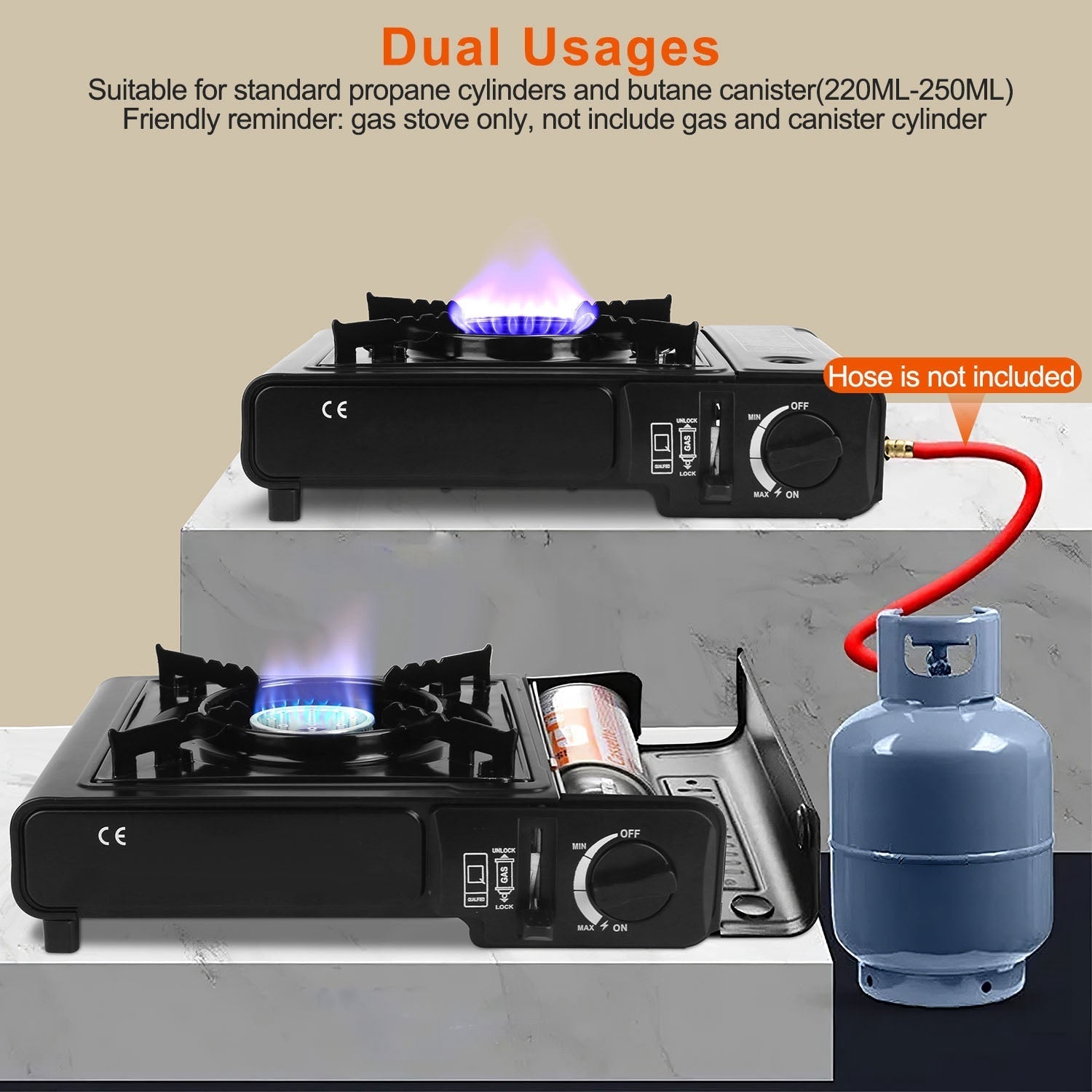 3300W Portable Camping Stove – Dual Fuel Butane Burner with Piezo Ignition & Auto Tank Ejection