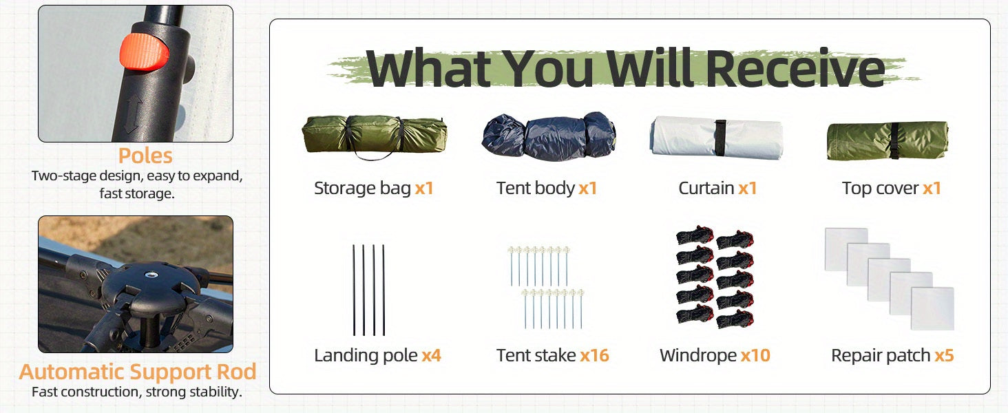 OYEROL 4-10 Person Instant Pop-Up Camping Tent – 60s Setup, 4-Season