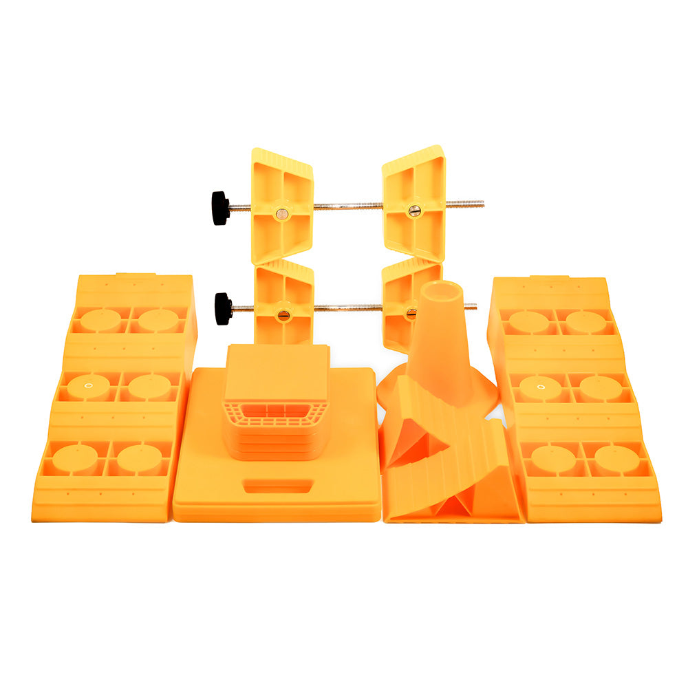 Camco 14-Piece RV Leveling & Stabilization Kit with Duffel