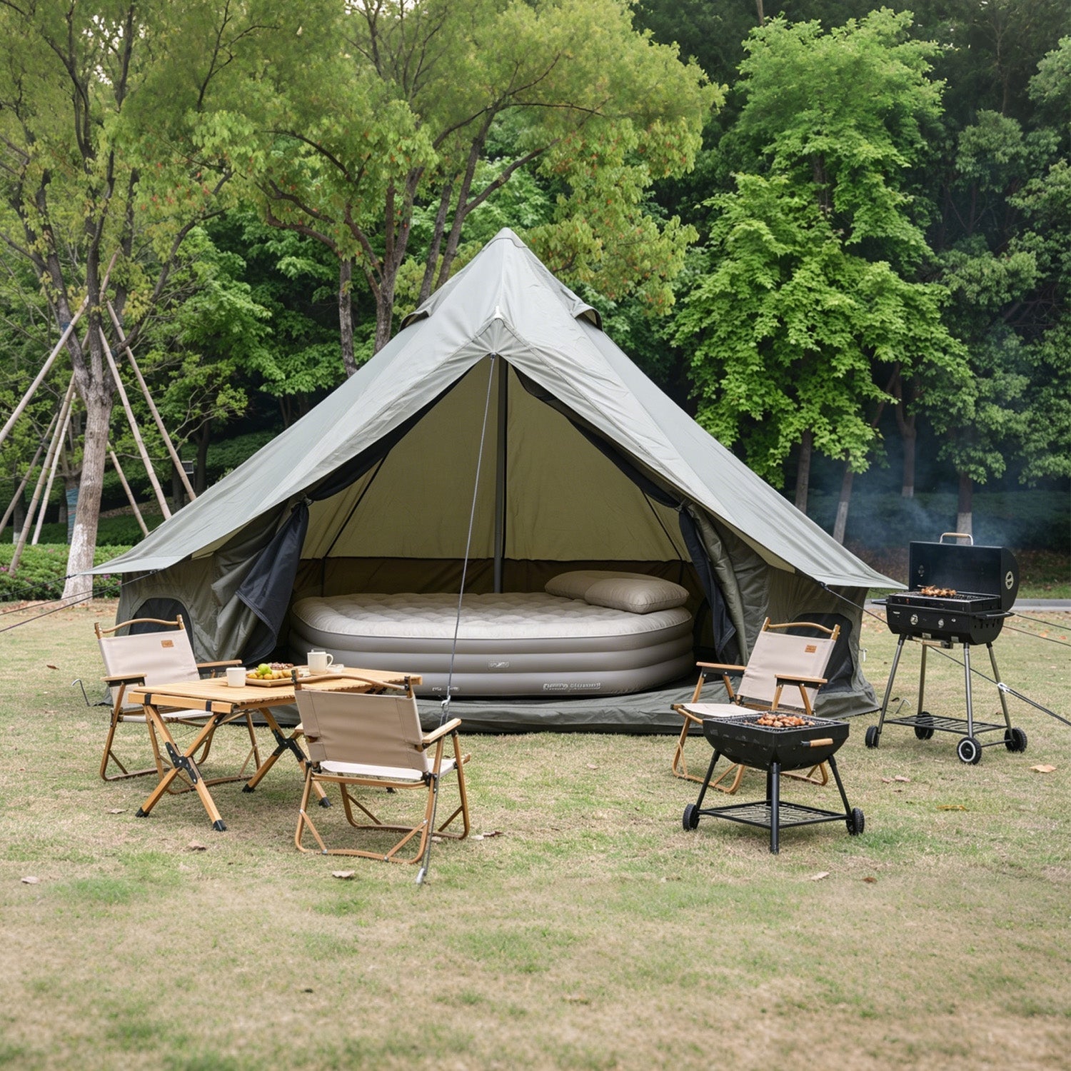 Oxford Bell Tent with Stove Jack – 4-Season Family Camping & Glamping Tent