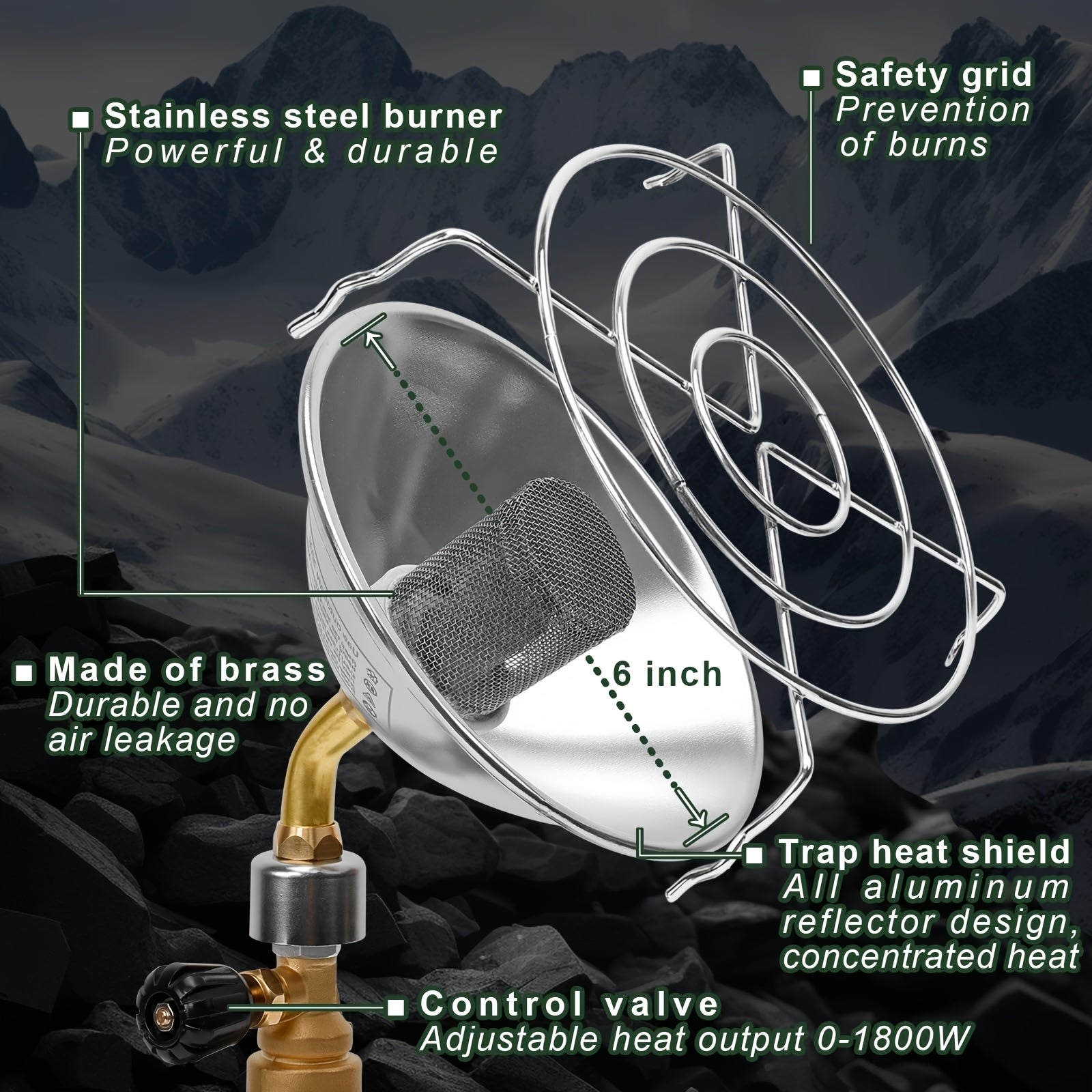 6200 BTU Portable Propane Heater – Lightweight Outdoor Camping Heater