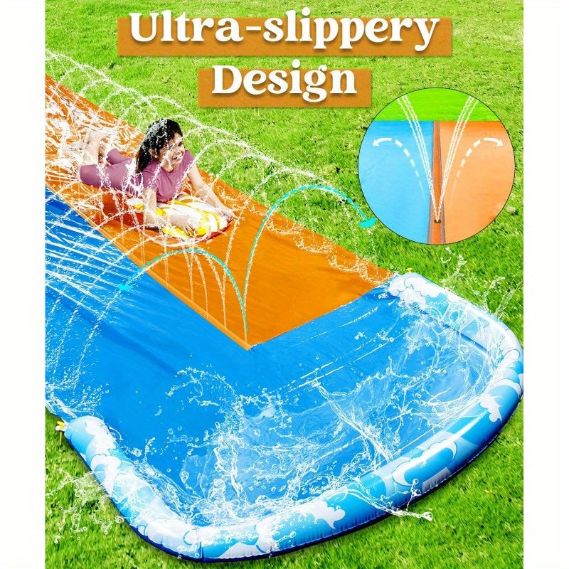 SYNCFUN 32.5ft Extra Long Water Slide – Double Slide with 2 Inflatable Boards