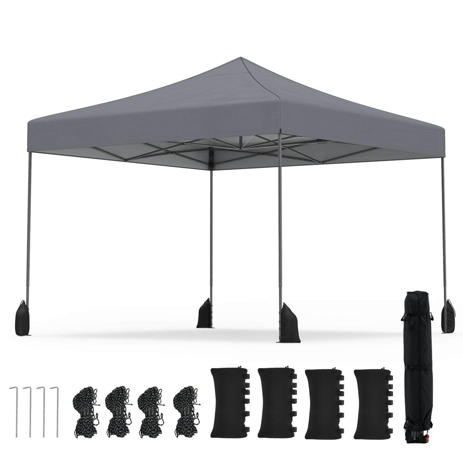 9.5' x 9.5' Pop-Up Canopy Tent with Adjustable Height