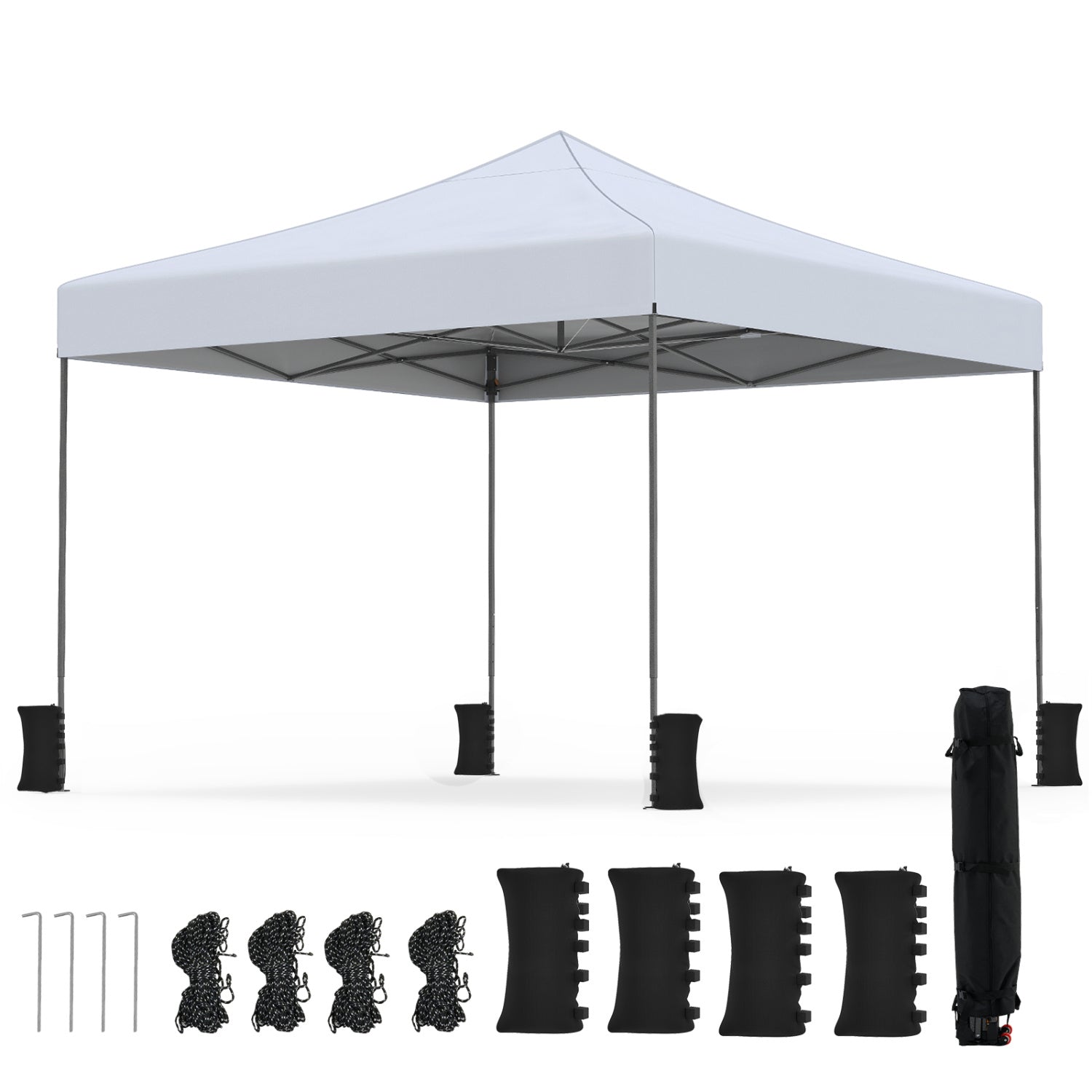9.5' x 9.5' Pop-Up Canopy Tent with Adjustable Height