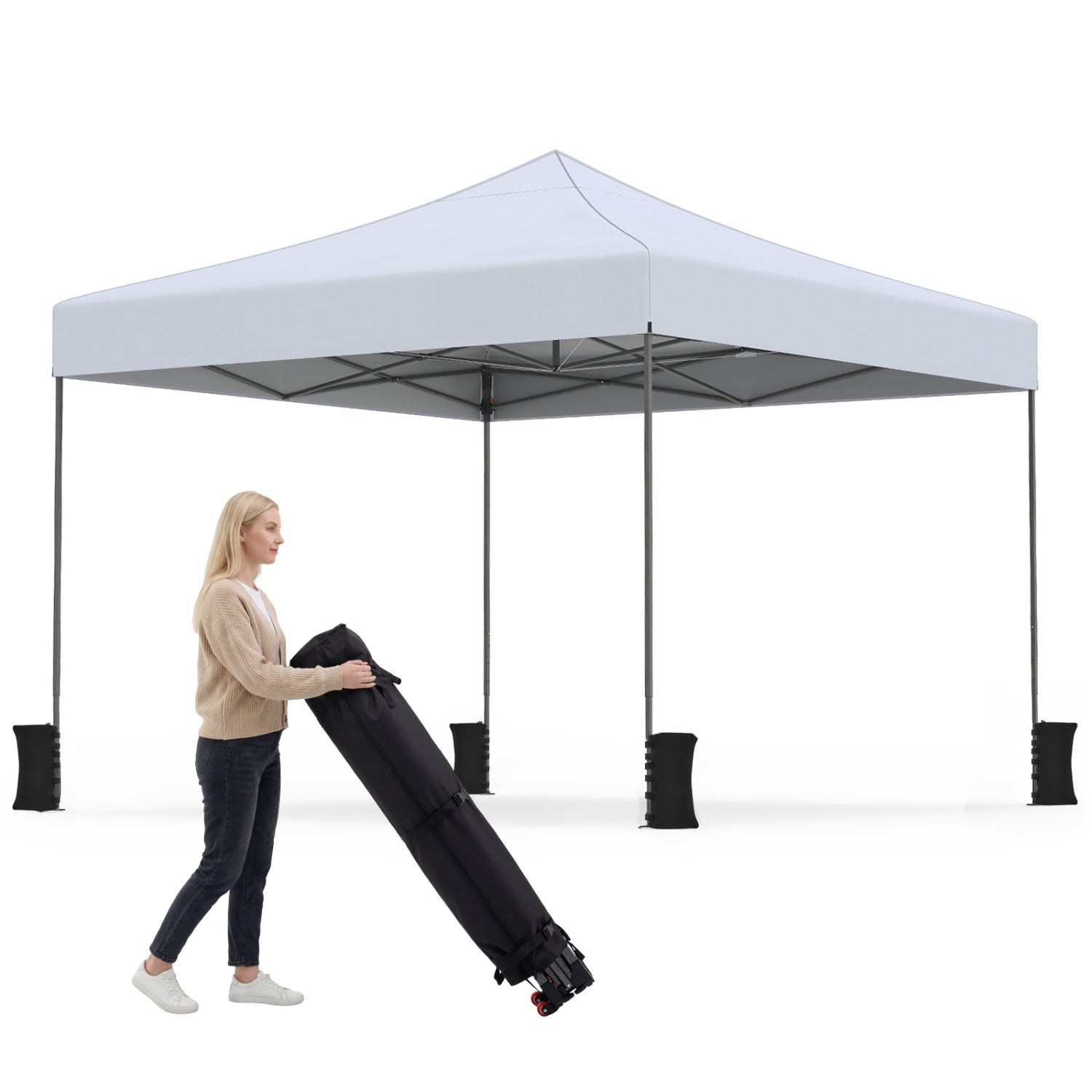 9.5' x 9.5' Pop-Up Canopy Tent with Adjustable Height