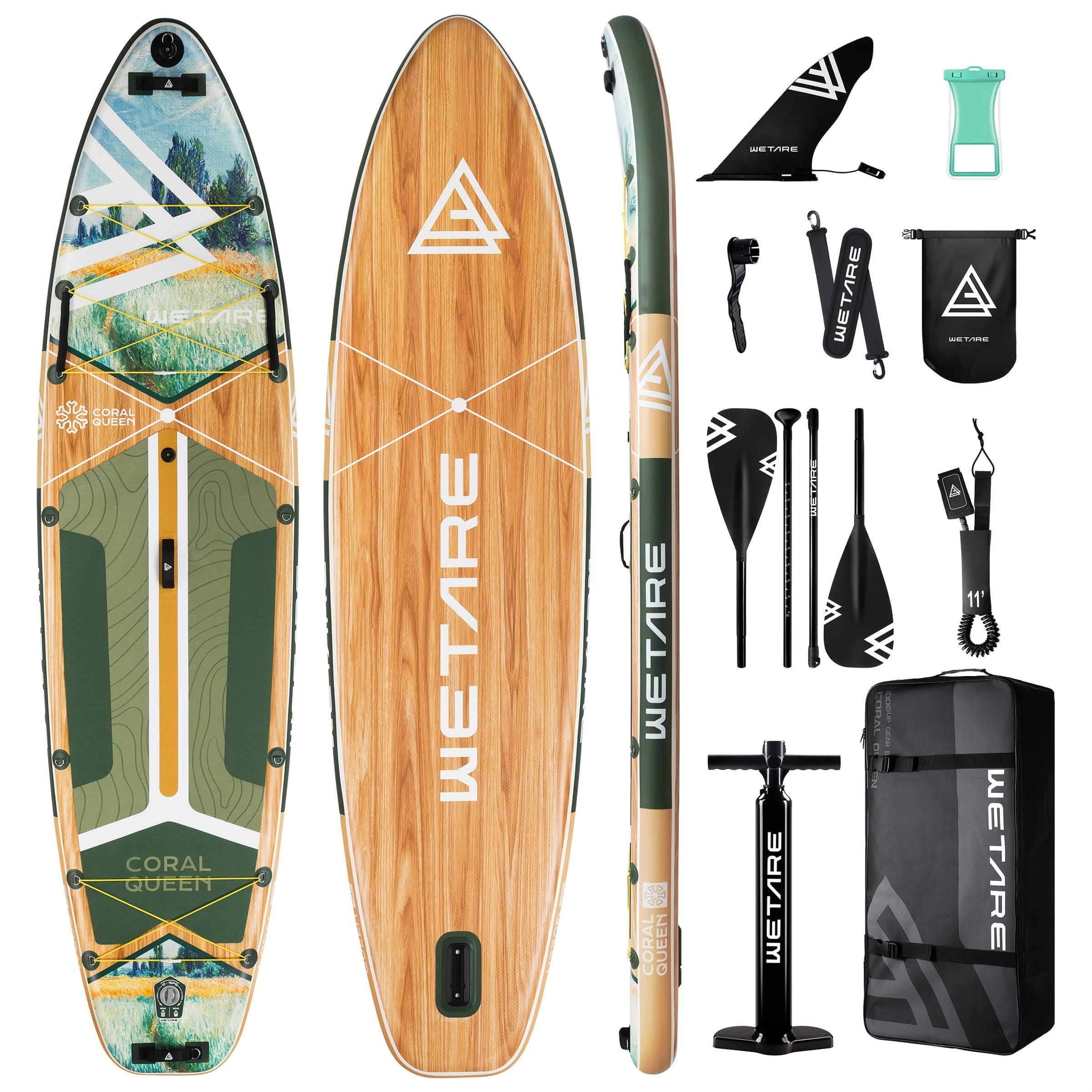 WETARE Coral Queen Inflatable SUP – 11'6"x35", 450lbs Capacity, All-in-One
