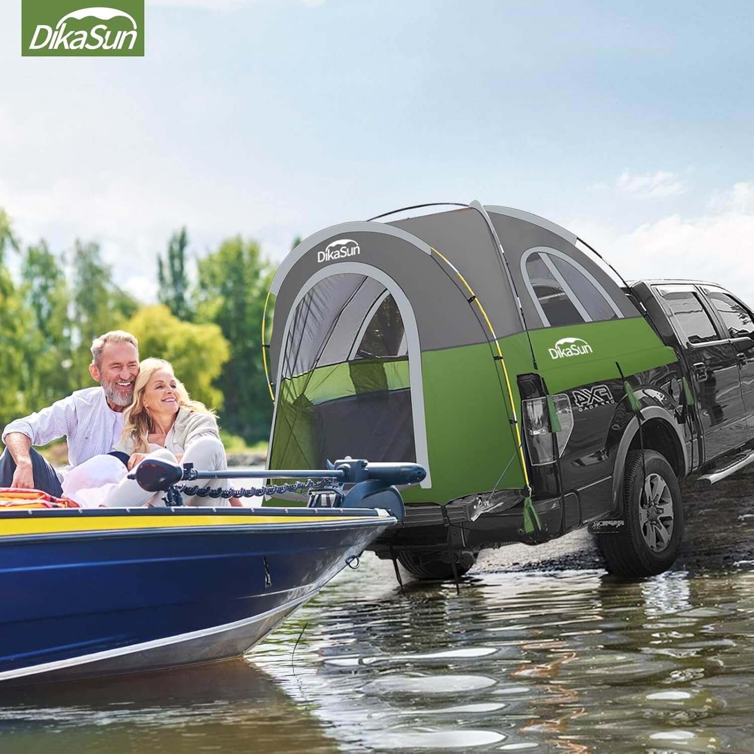 Dikasun Portable Pickup Truck Bed Tent – Green | Fits 5.5–6.7 ft Beds