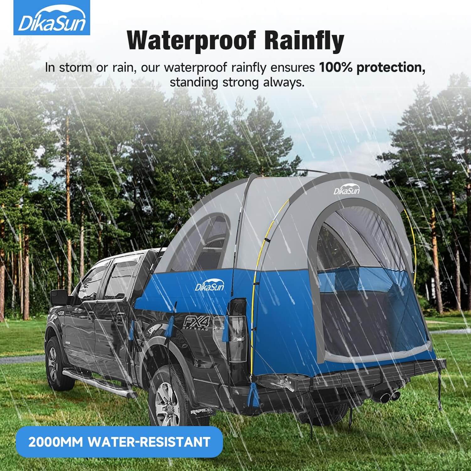 Dikasun Pickup Truck Bed Tent – Blue | Fits 5.5–6.7 ft Beds