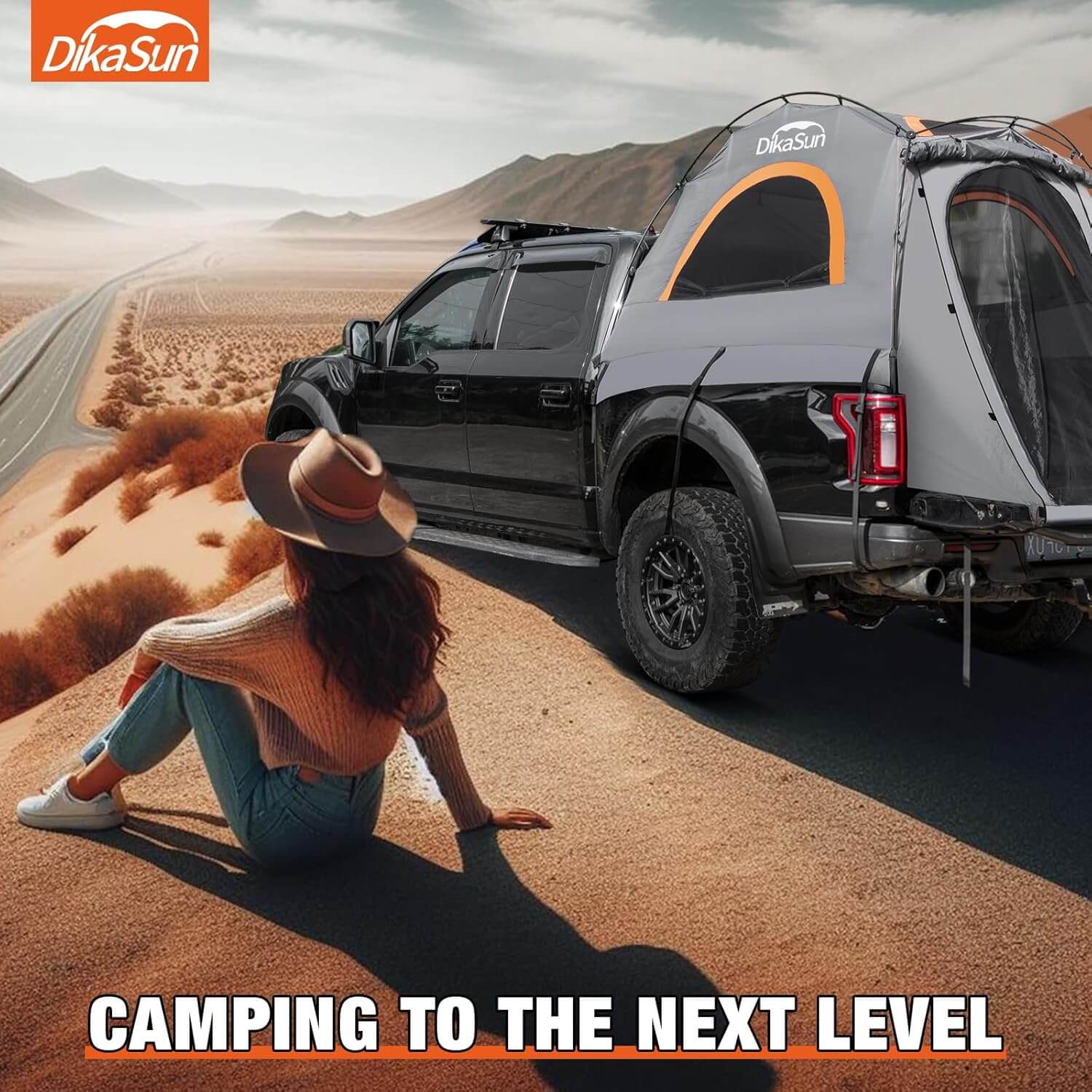 Dikasun Easy Setup Pickup Truck Bed Tent – Gray | Fits 5.5–6.7 ft Beds