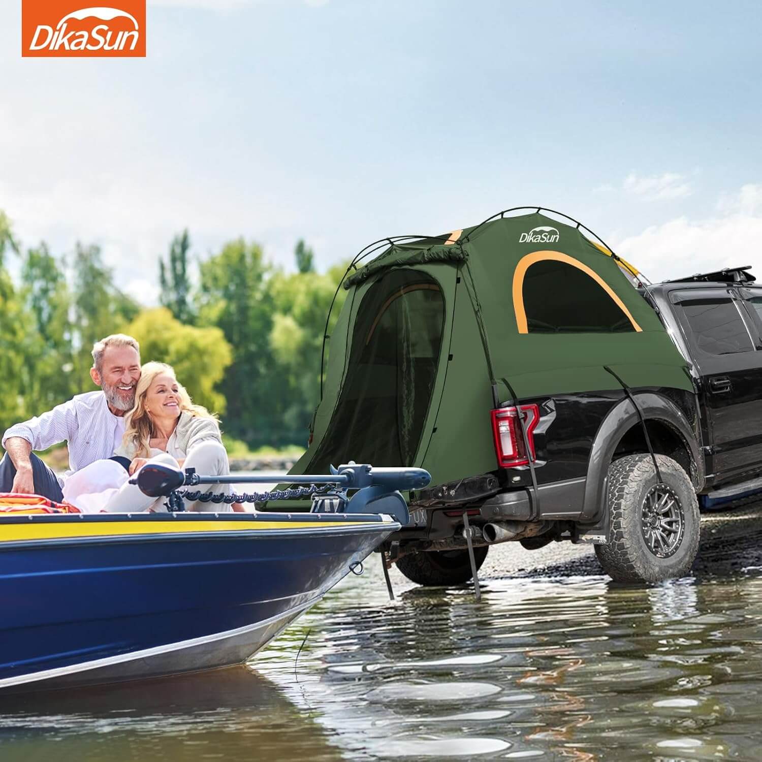 Dikasun Easy Setup Pickup Truck Bed Tent – Green | Fits 5.5–6.7 ft Beds