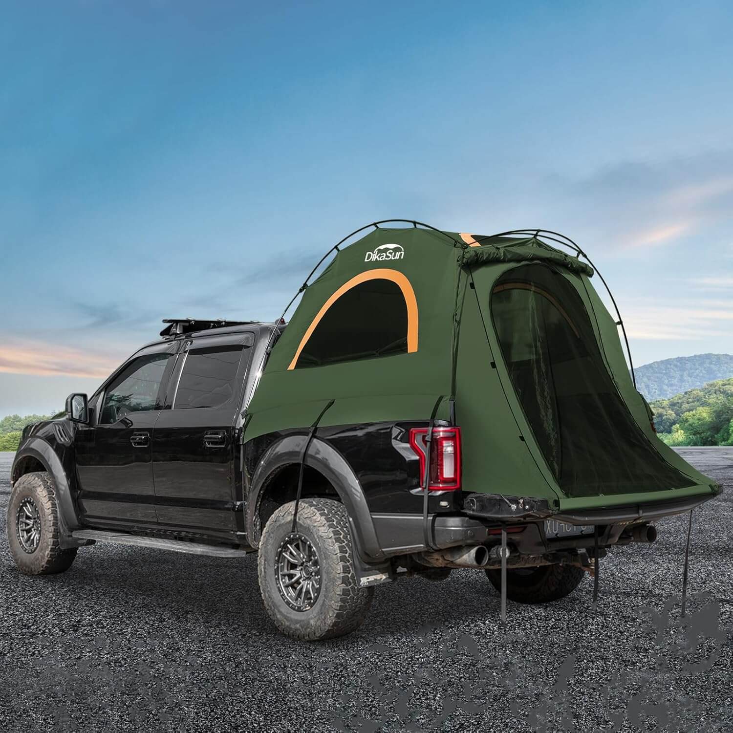 Dikasun Easy Setup Pickup Truck Bed Tent – Green | Fits 5.5–6.7 ft Beds