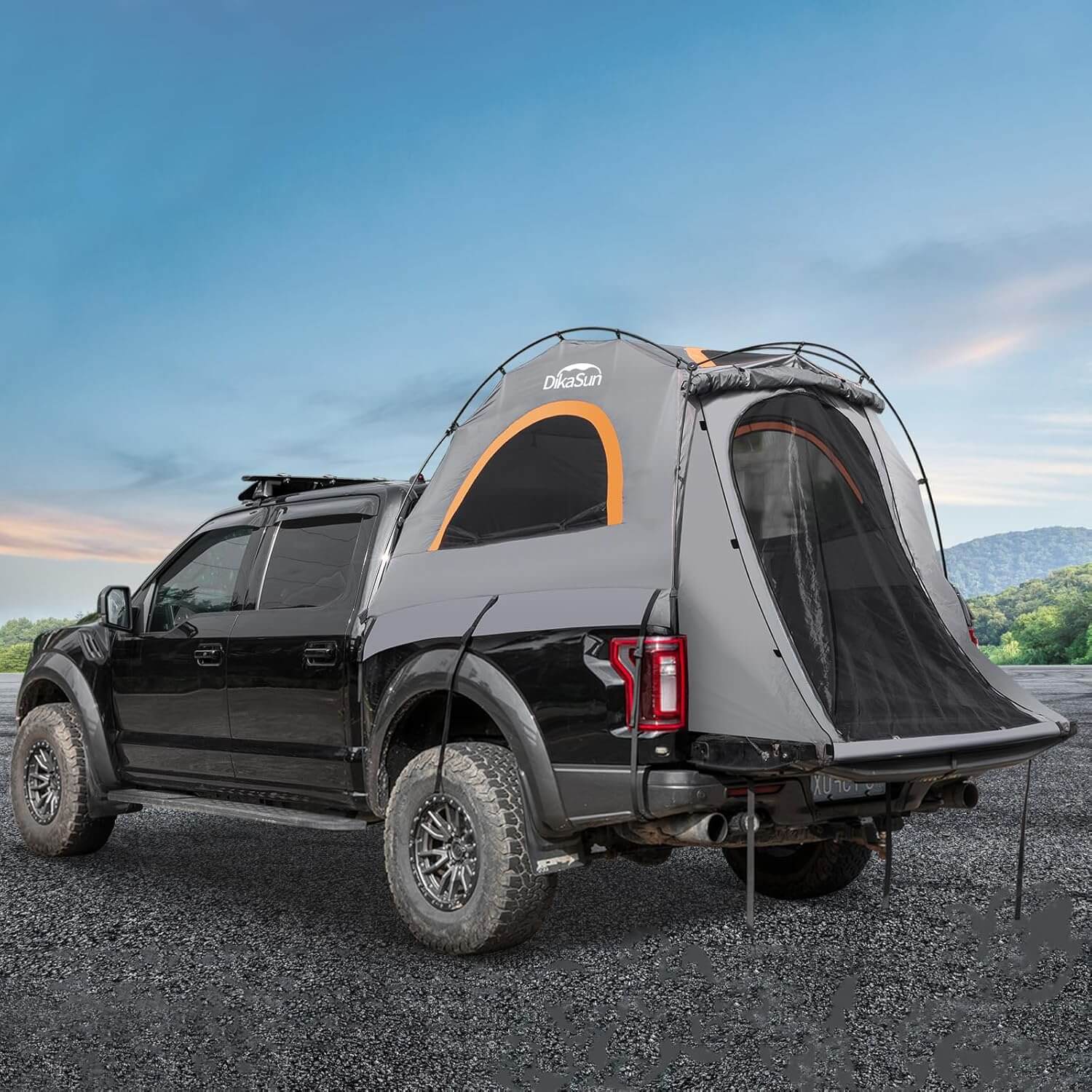 Dikasun Easy Setup Pickup Truck Bed Tent – Gray | Fits 5.5–6.7 ft Beds