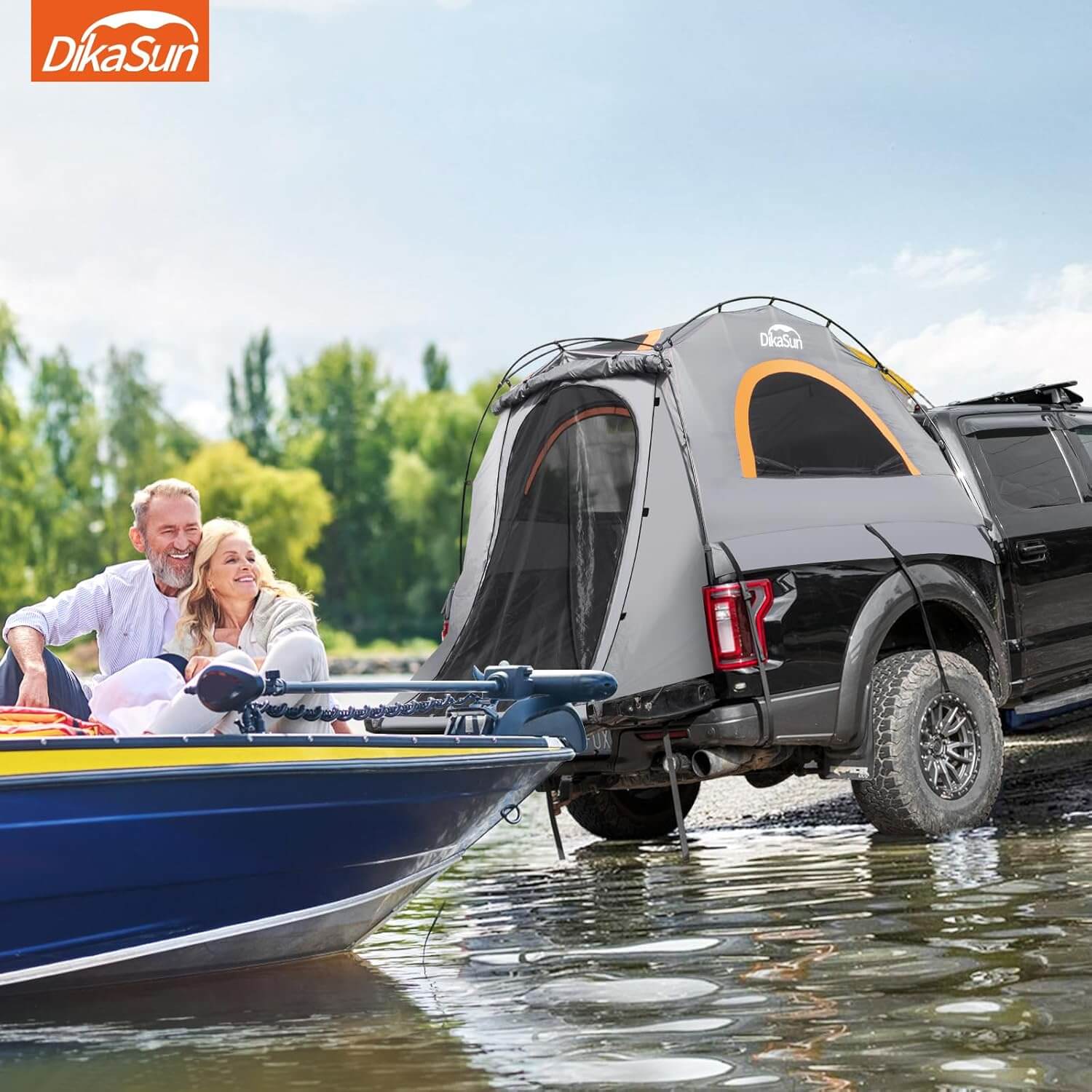 Dikasun Easy Setup Pickup Truck Bed Tent – Gray | Fits 5.5–6.7 ft Beds